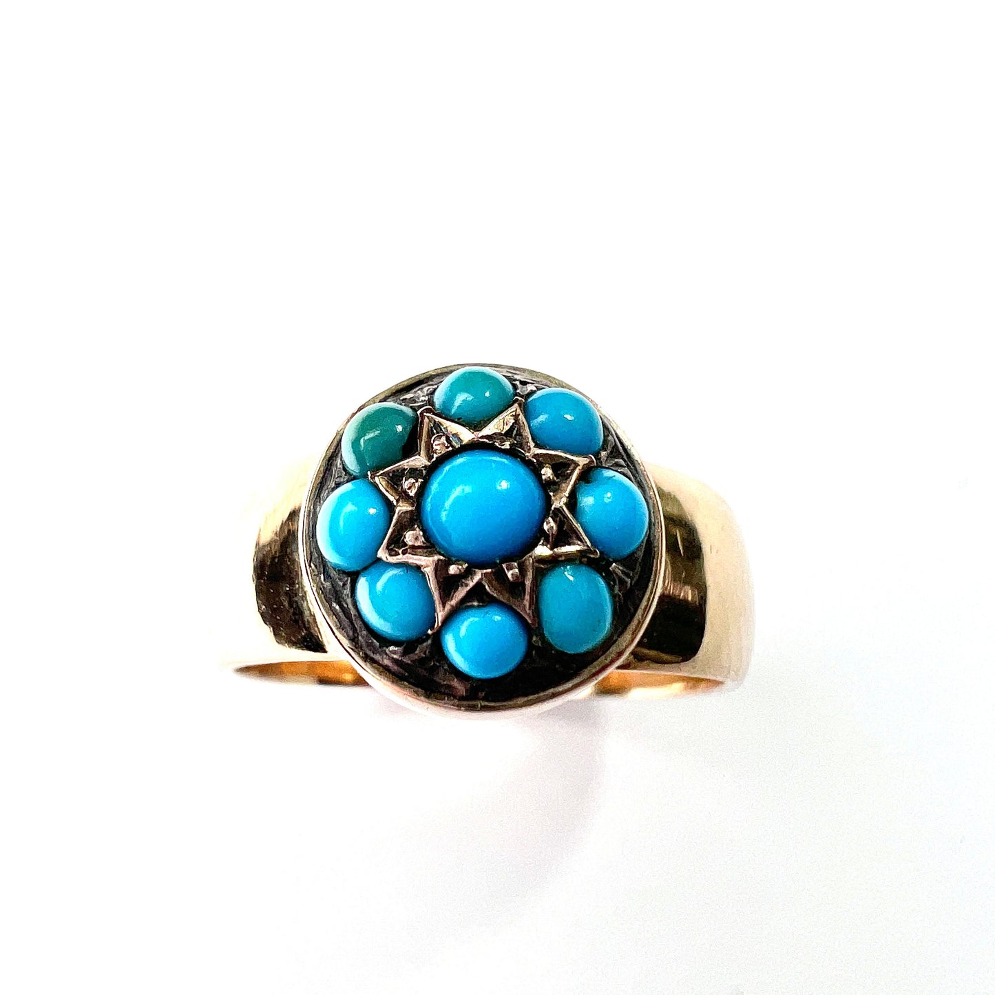 Victorian 18CT Gold Turquoise Star Ring