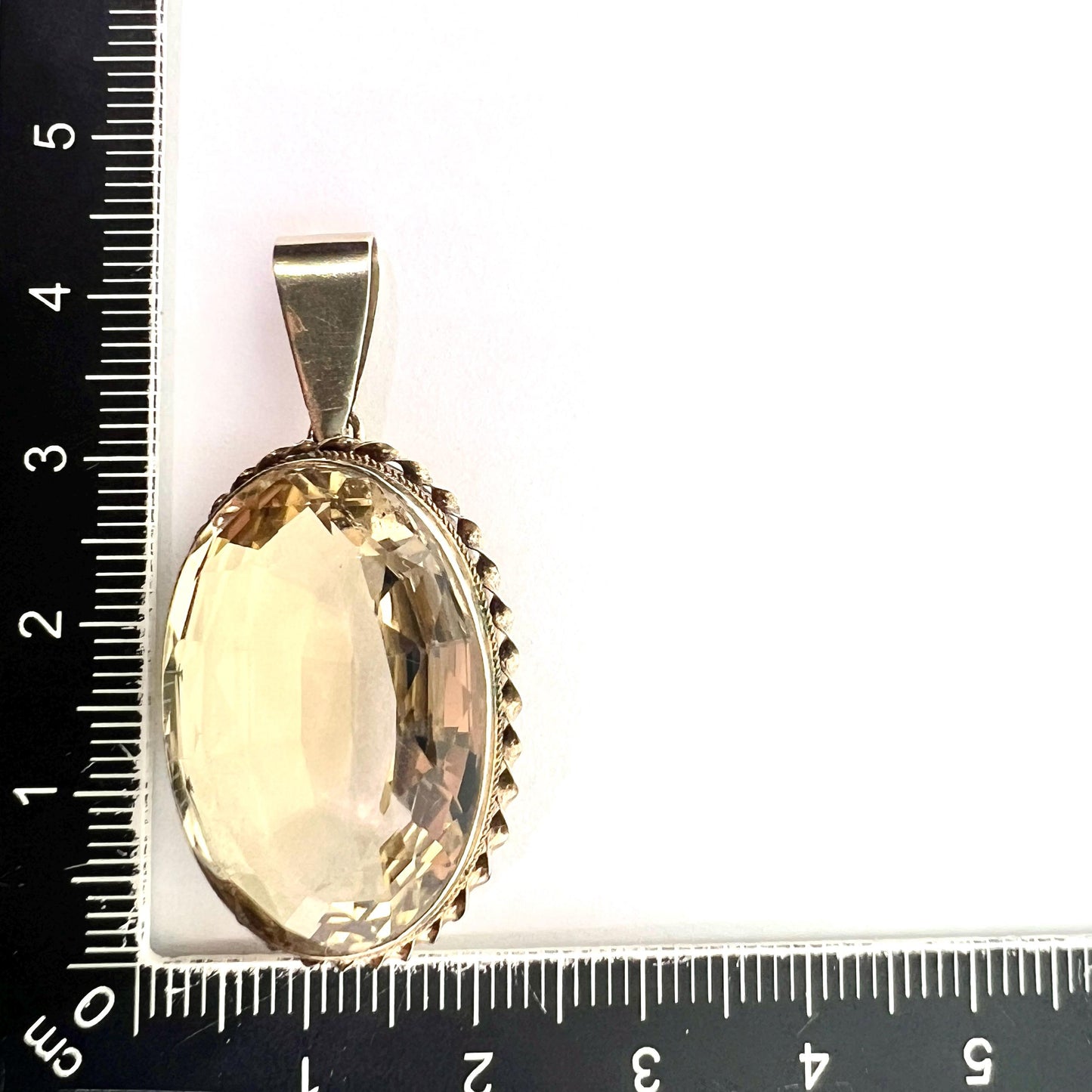 Large Vintage Citrine Silver Gilt Pendant