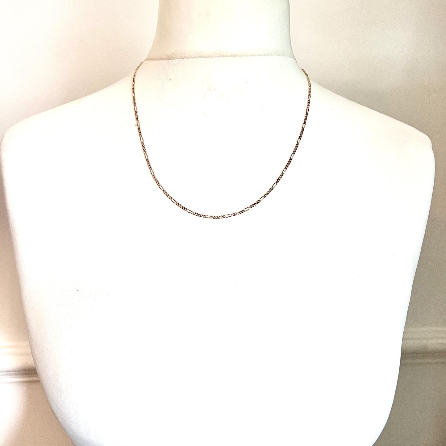 Vintage 9CT Rosy Gold Figaro Chain Necklace