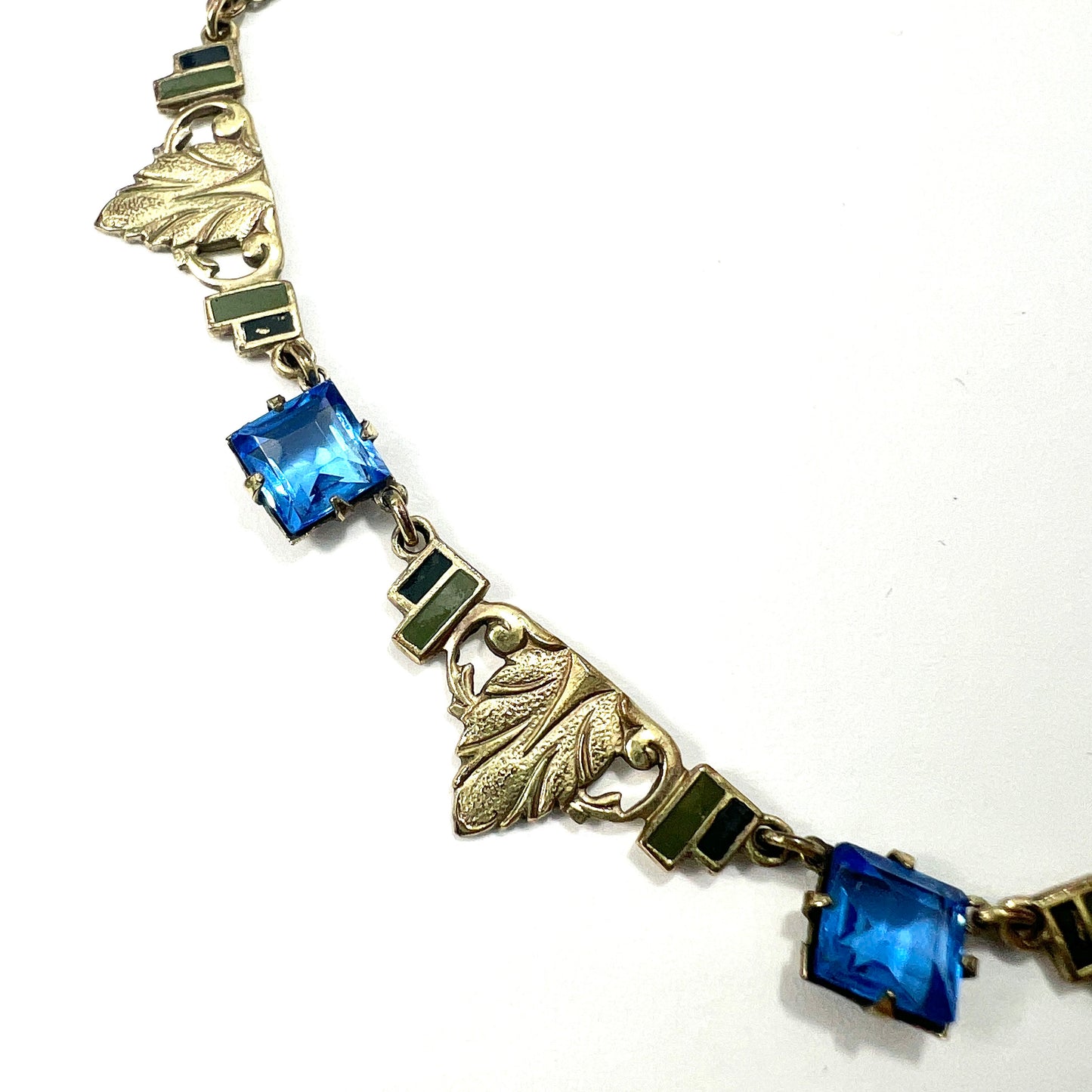 Vintage Art Deco Enamelled Rolled Gold Paste Necklace