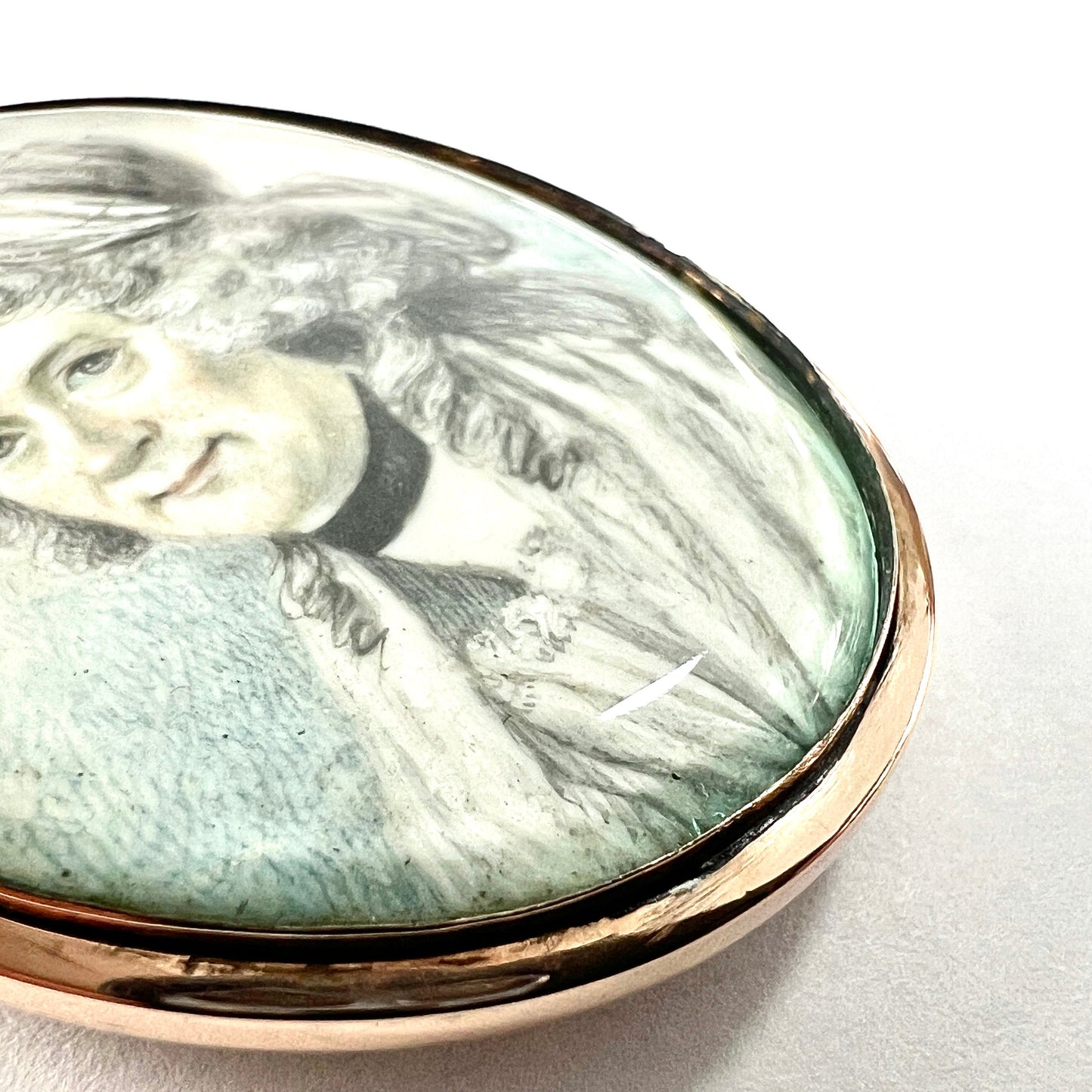 Large Regency/Victorian Lady Handpainted Miniature Pendant