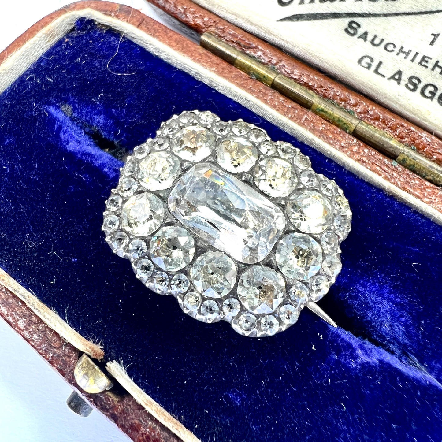 Georgian Silver Black Dot Paste Cluster Brooch