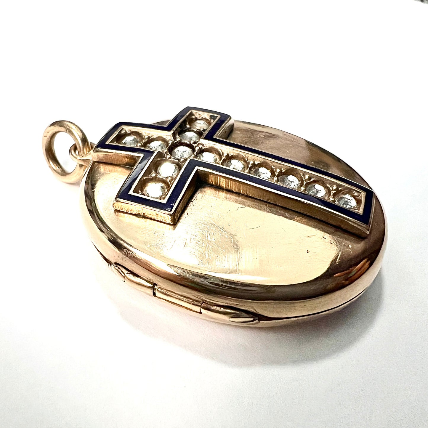 Large Victorian Rolled Gold Cross Locket Pendant