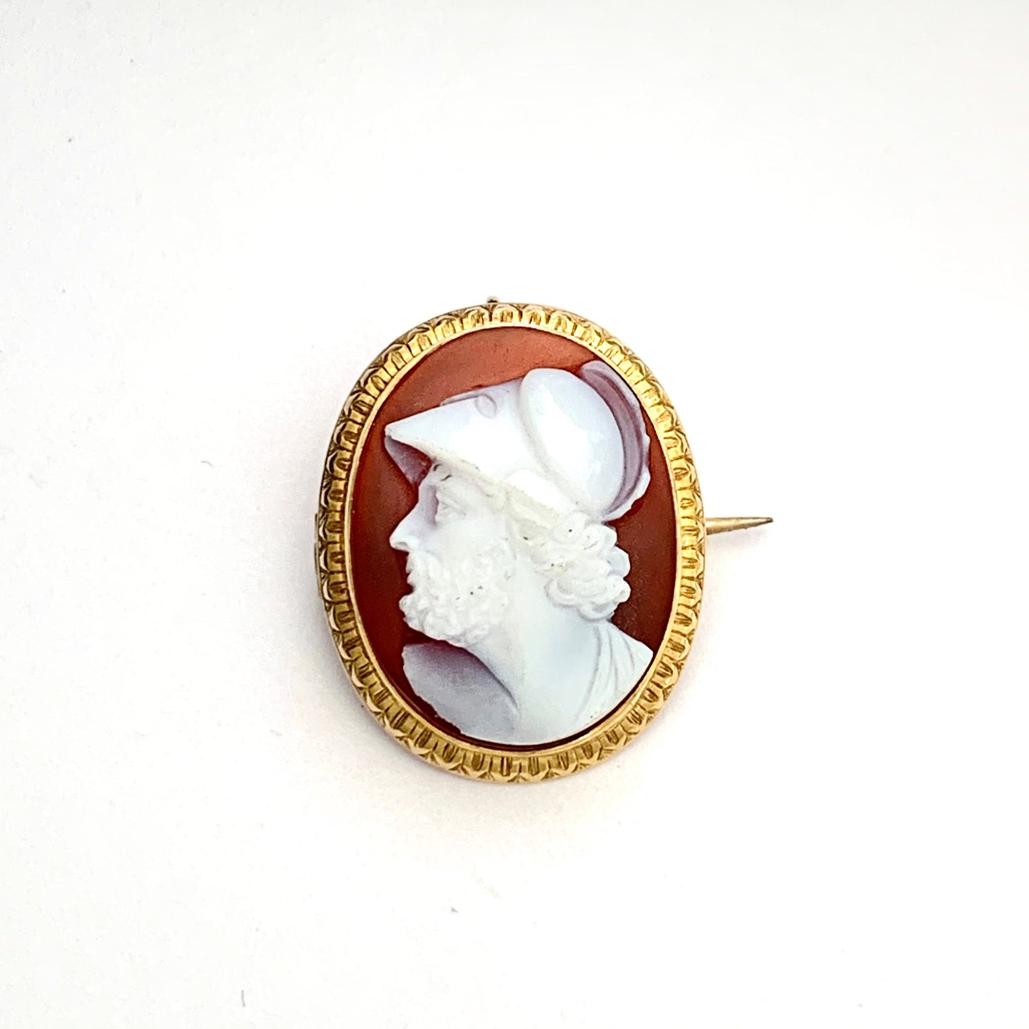 Victorian 9CT Gold Ajax Warrior Cameo Brooch