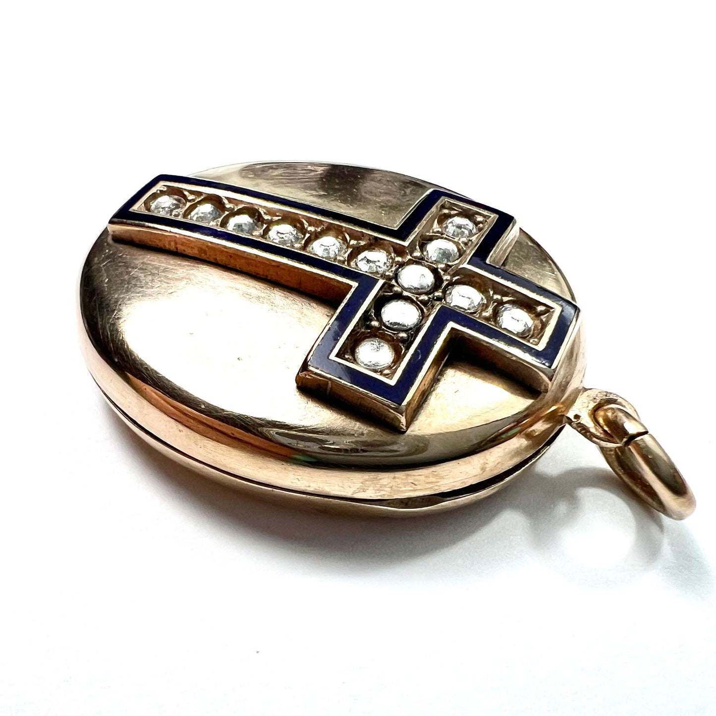 Large Victorian Rolled Gold Cross Locket Pendant
