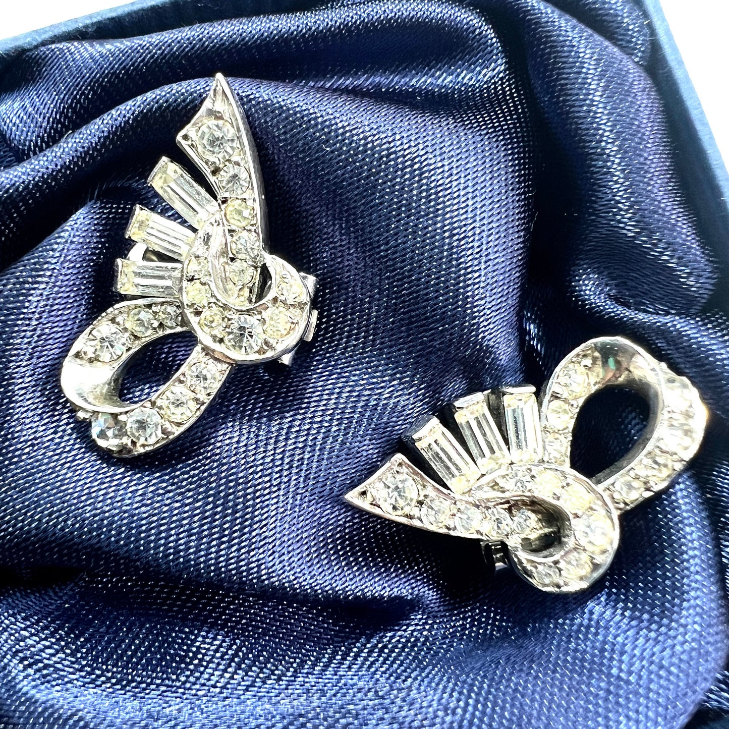 Art Deco Silver Ear Clips by Ciro