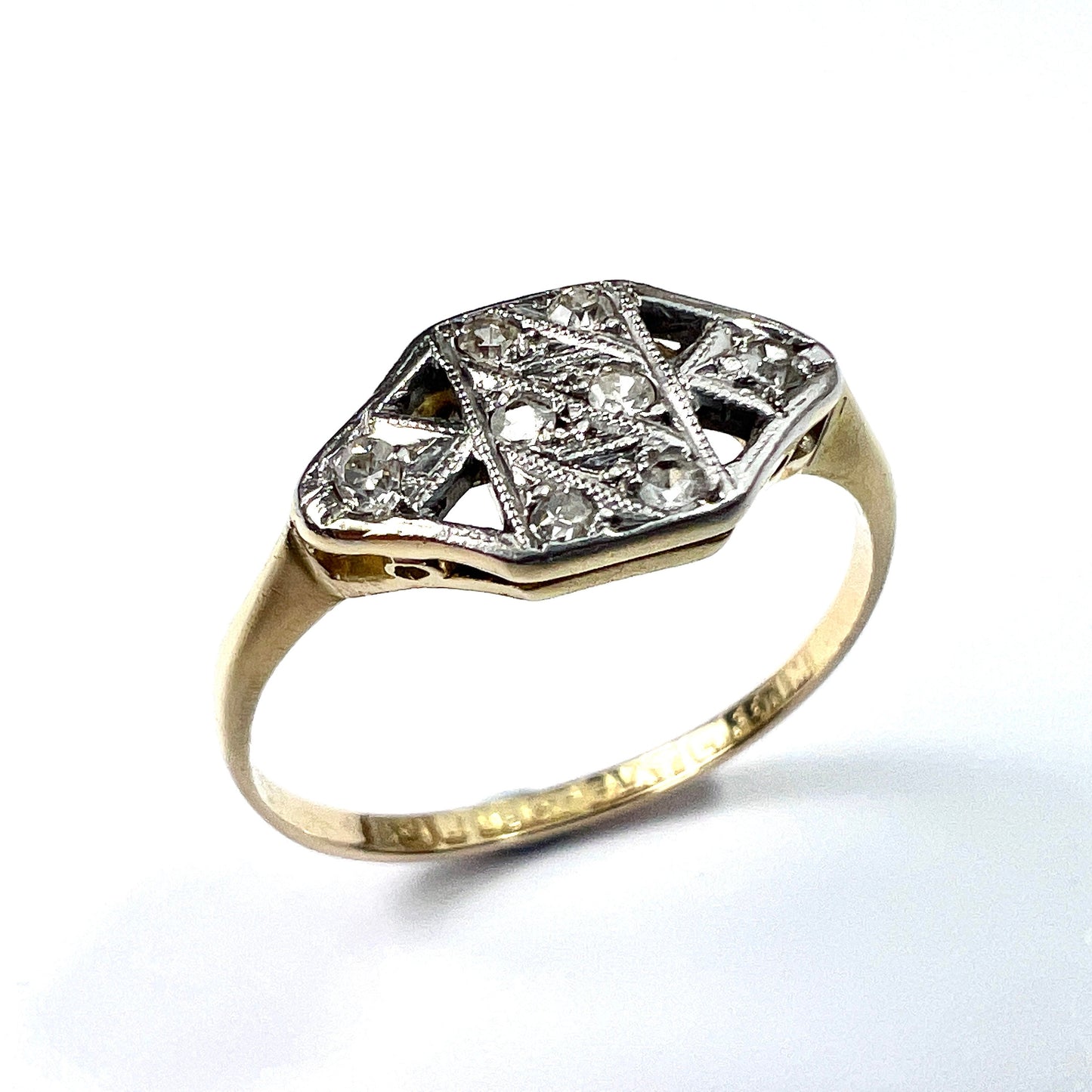 Art Deco Diamond 18CT Gold Platinum Ring
