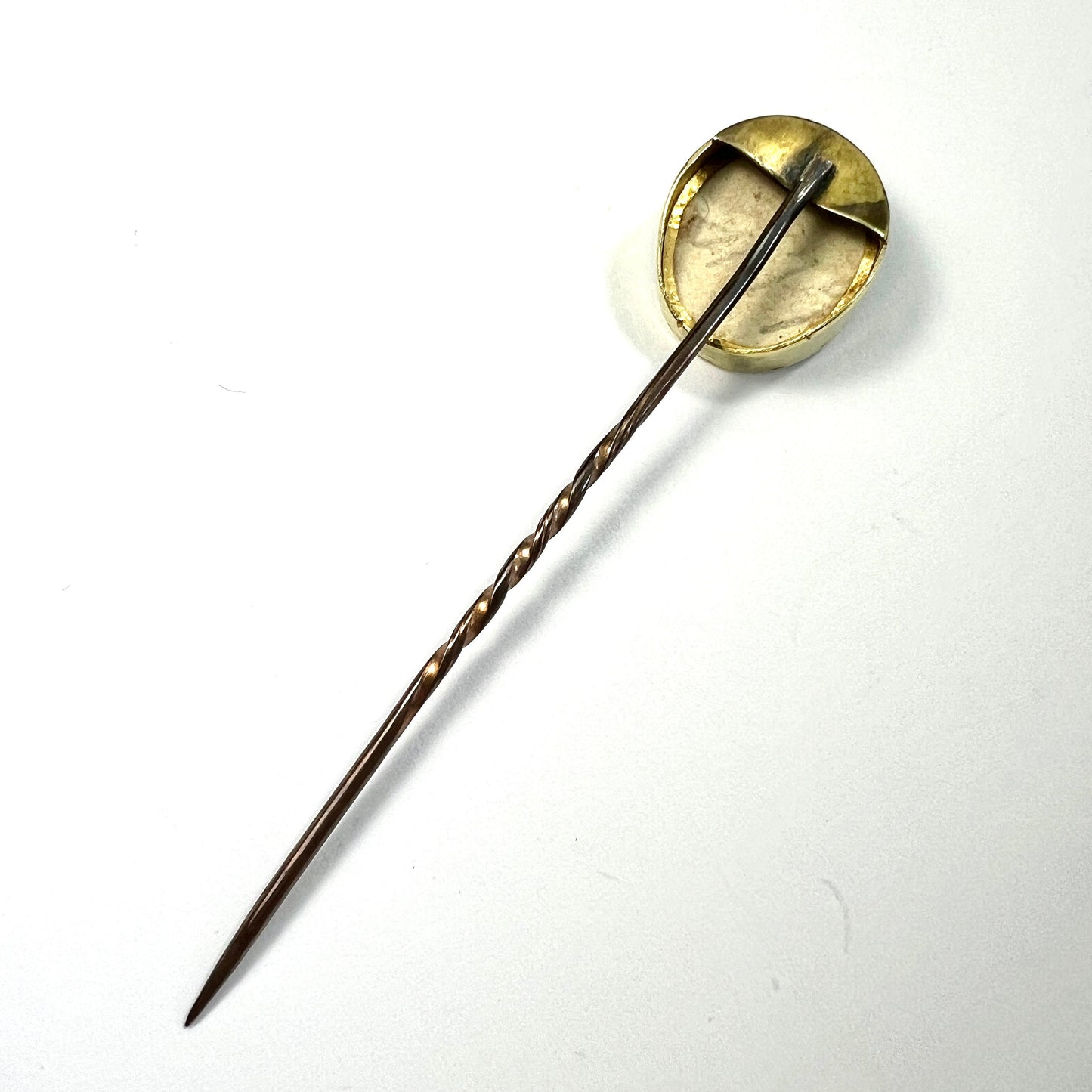 Antique Gold Miniature Portrait of a Regency Lady Stick Pin