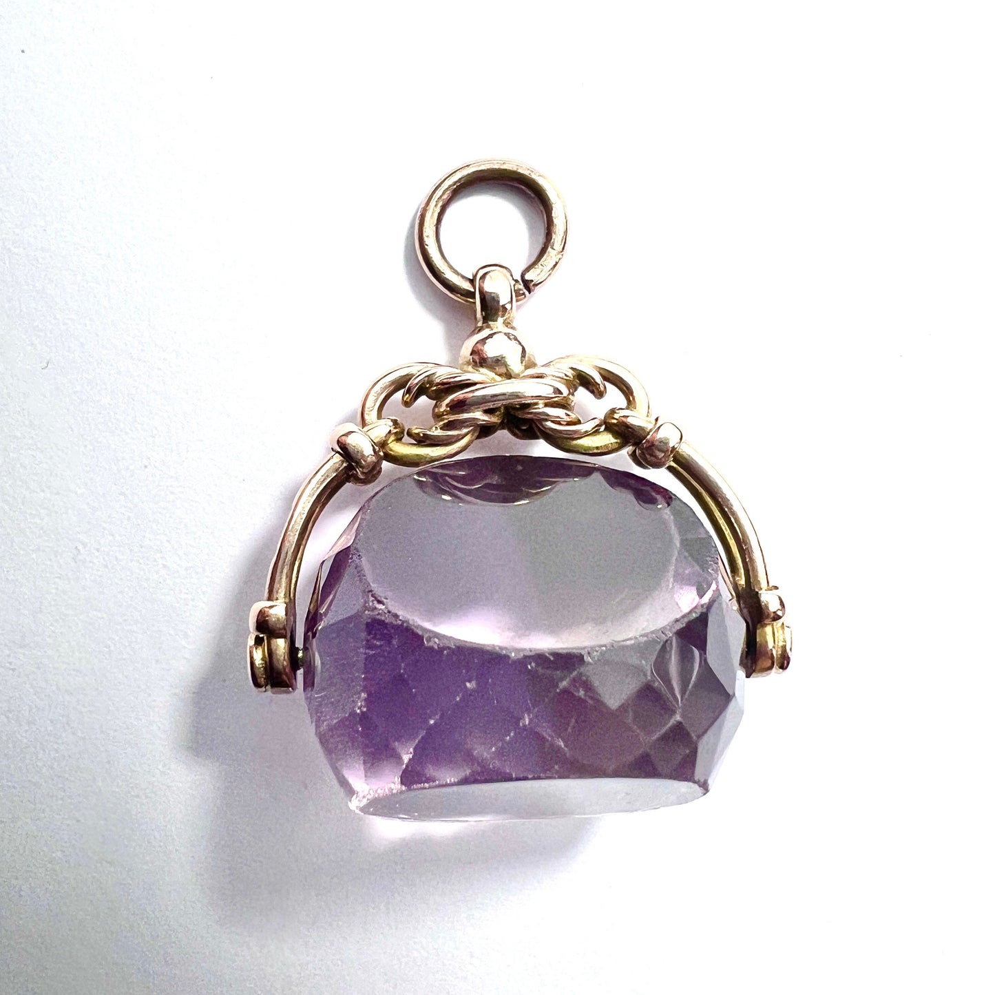 Large Edwardian Amethyst 9CT Gold Spinning Fob