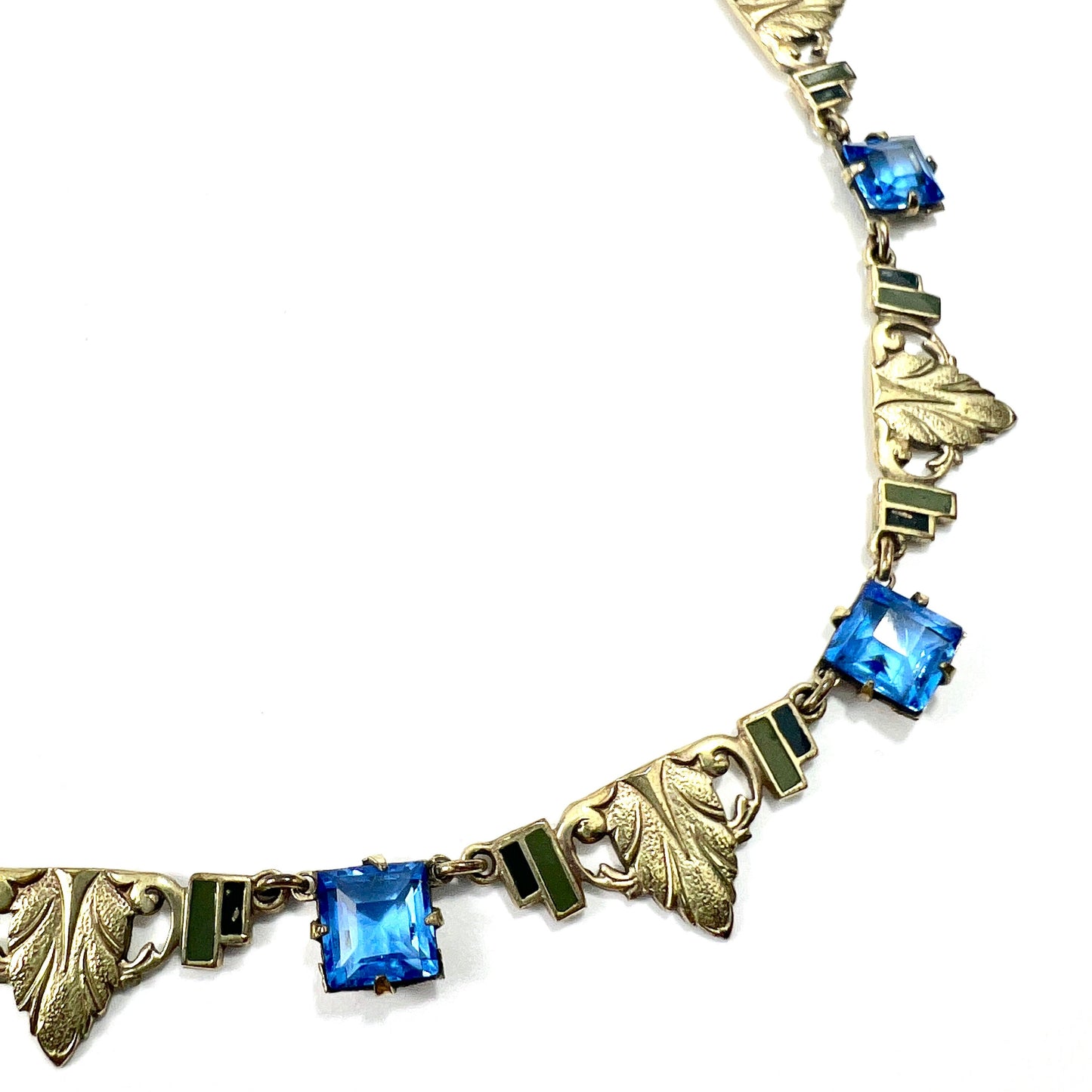 Vintage Art Deco Enamelled Rolled Gold Paste Necklace