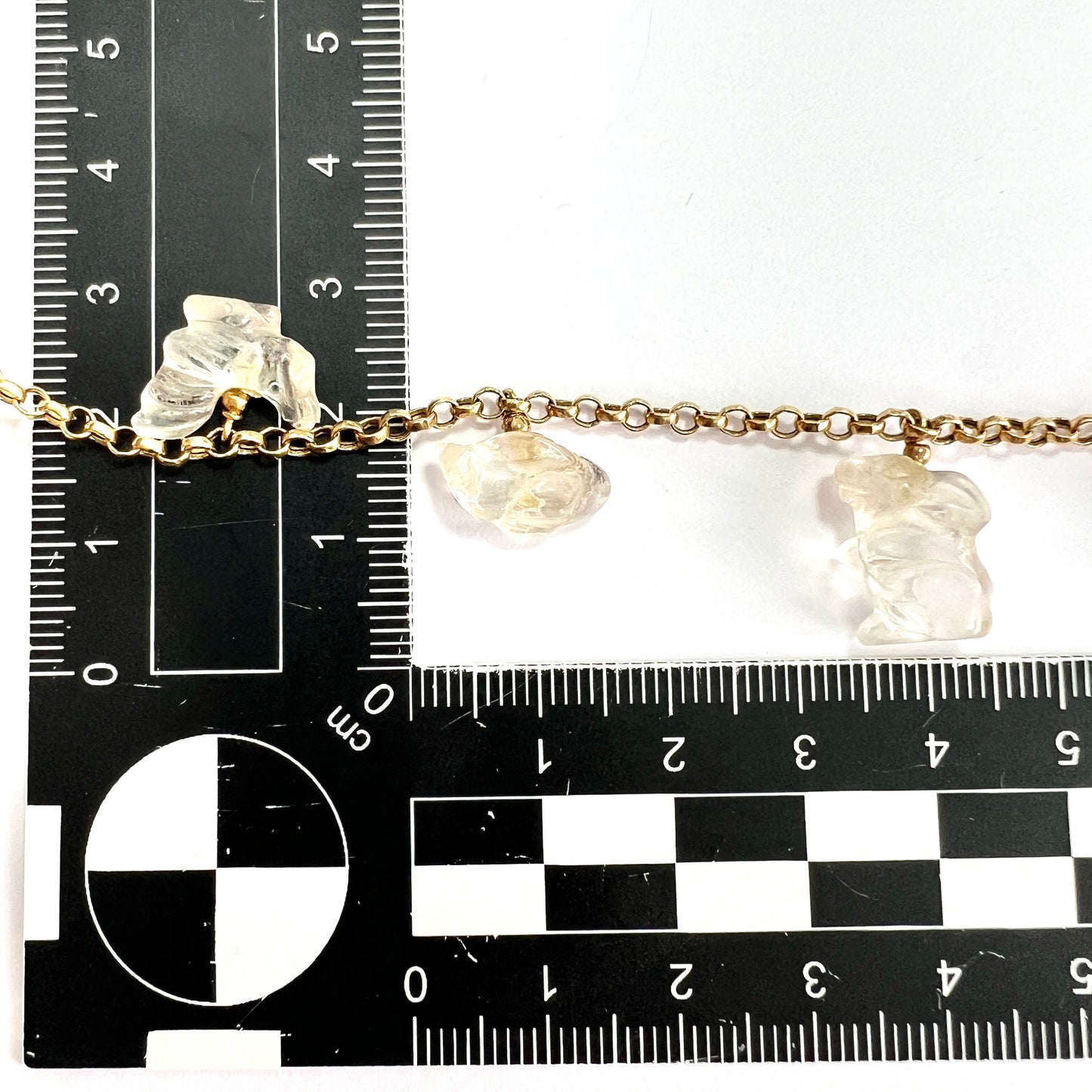 Rare Vintage 18CT Gold Rock Crystal Animal Charm Bracelet