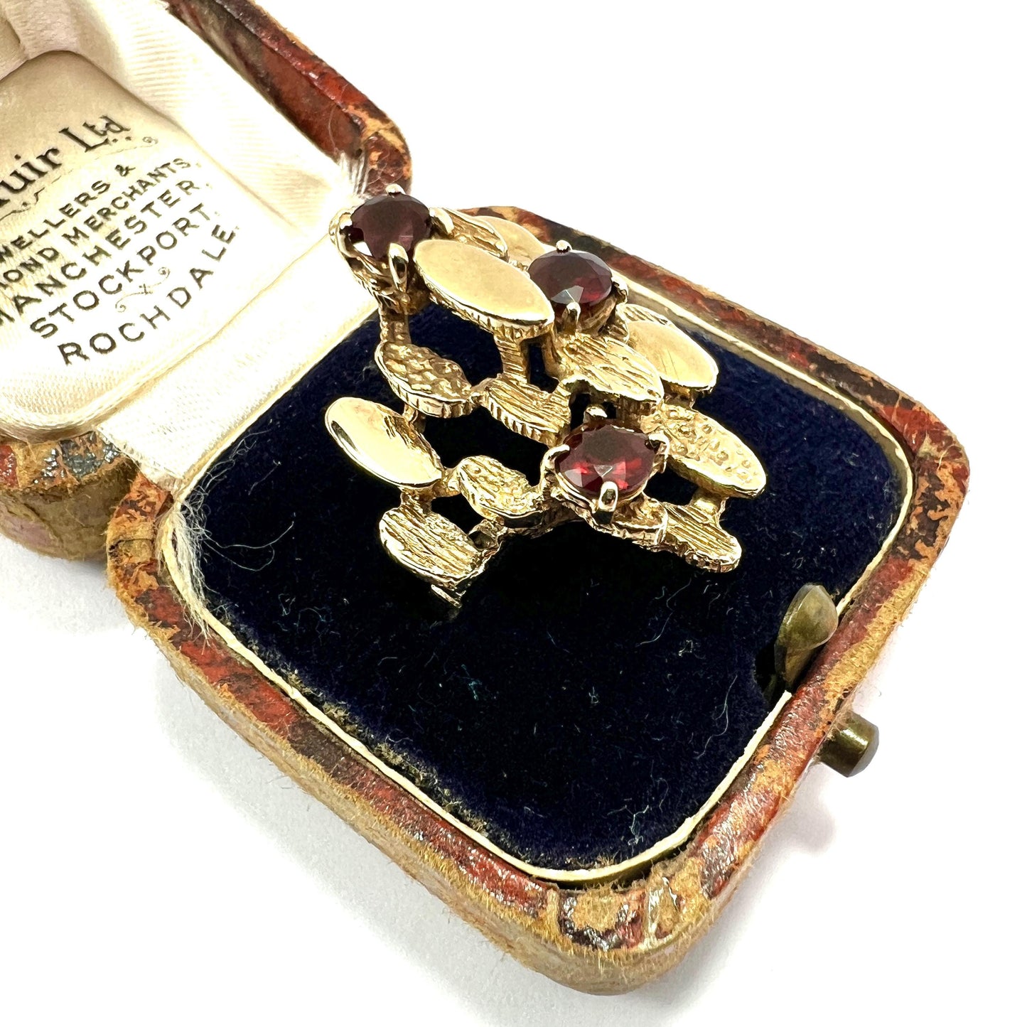 Vintage Brutalist 9CT Gold and Garnet Ring