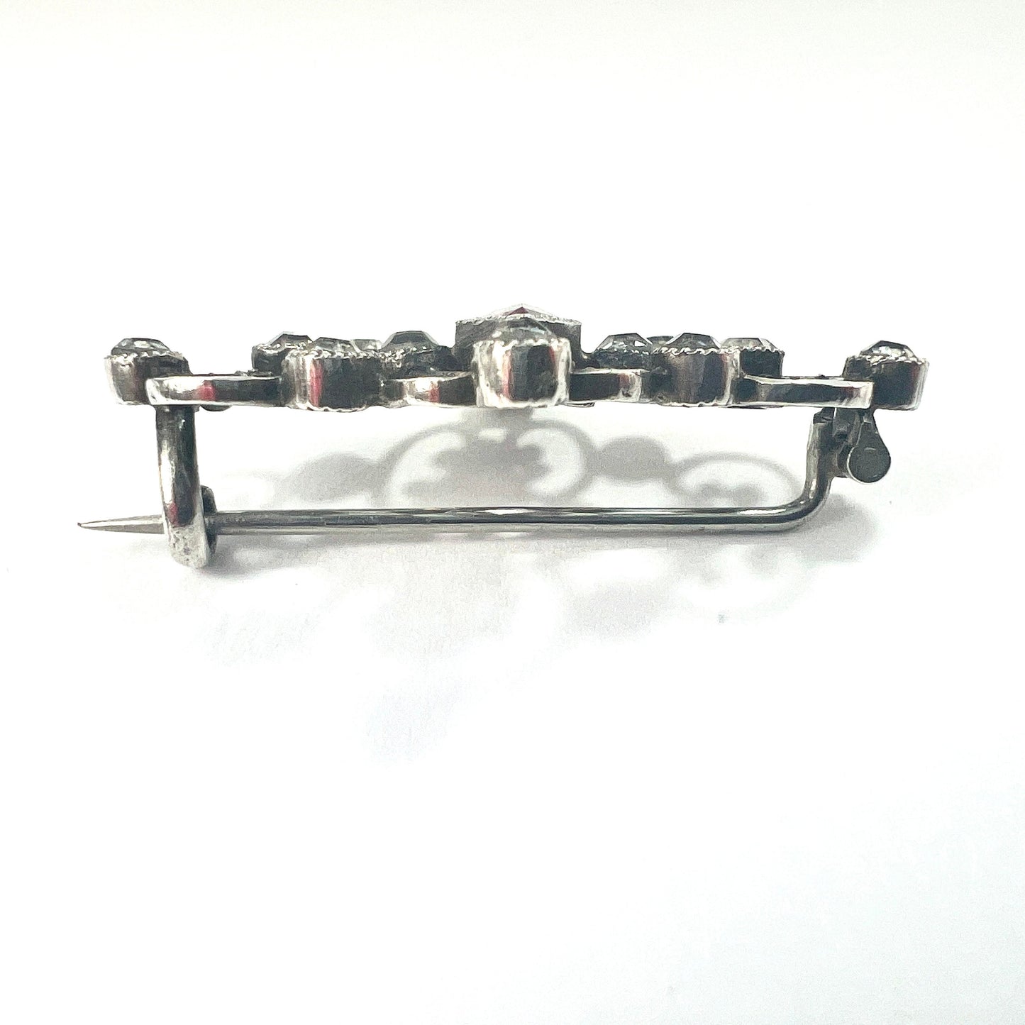 Victorian Austro Hungarian Silver Pink Diamond Paste Brooch