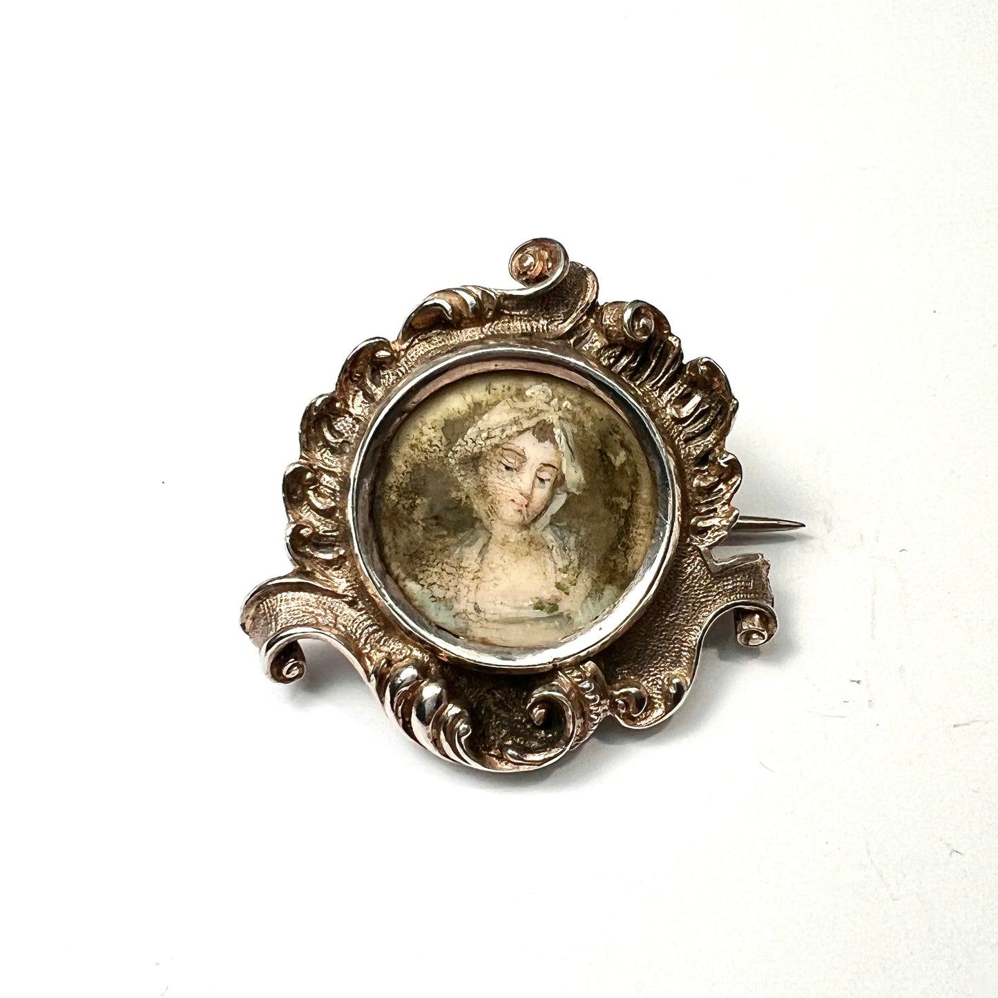 Georgian Silver Miniature Portrait Brooch