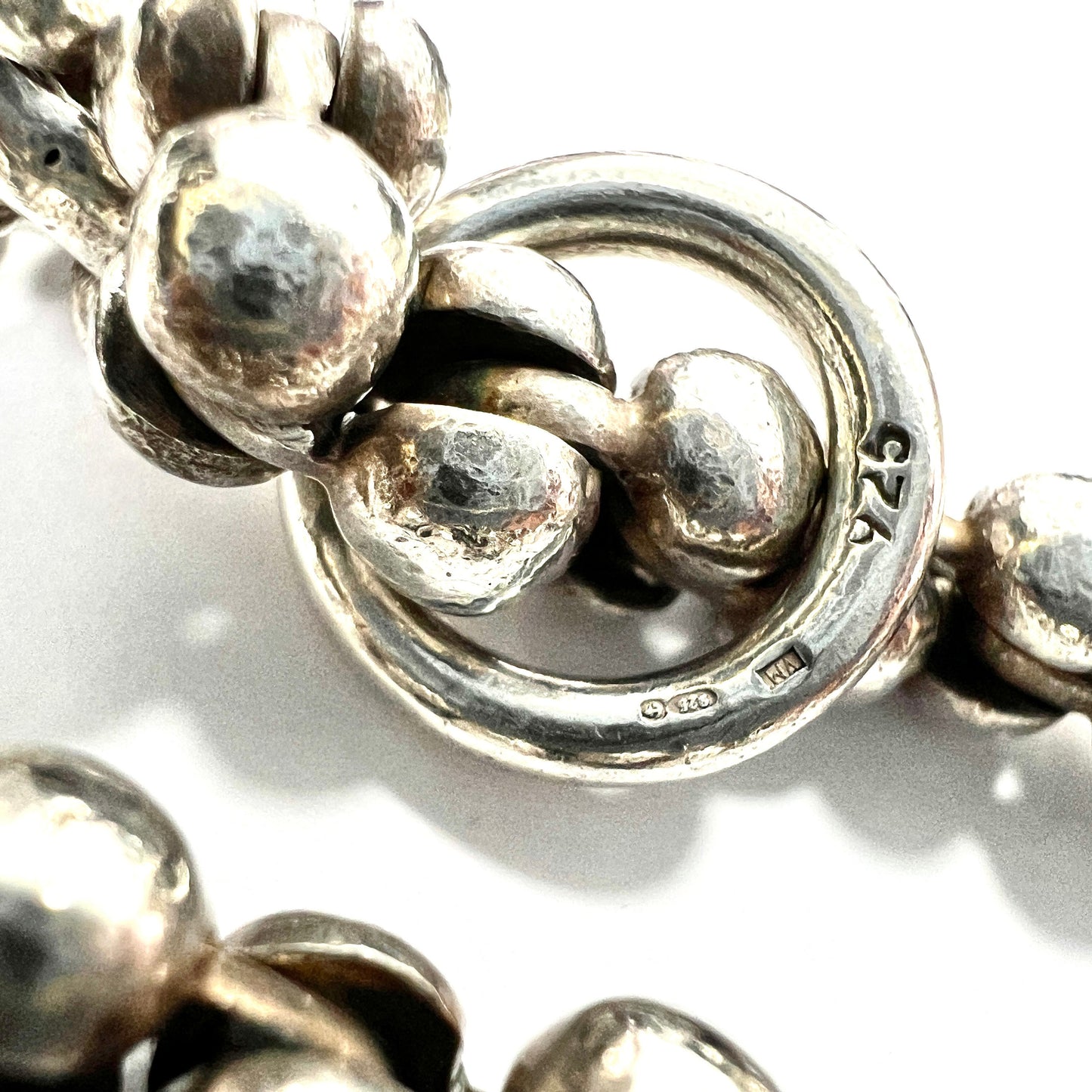 Long Heavy Vintage Sterling Silver Rope Chain Necklace with Toggle Clasp