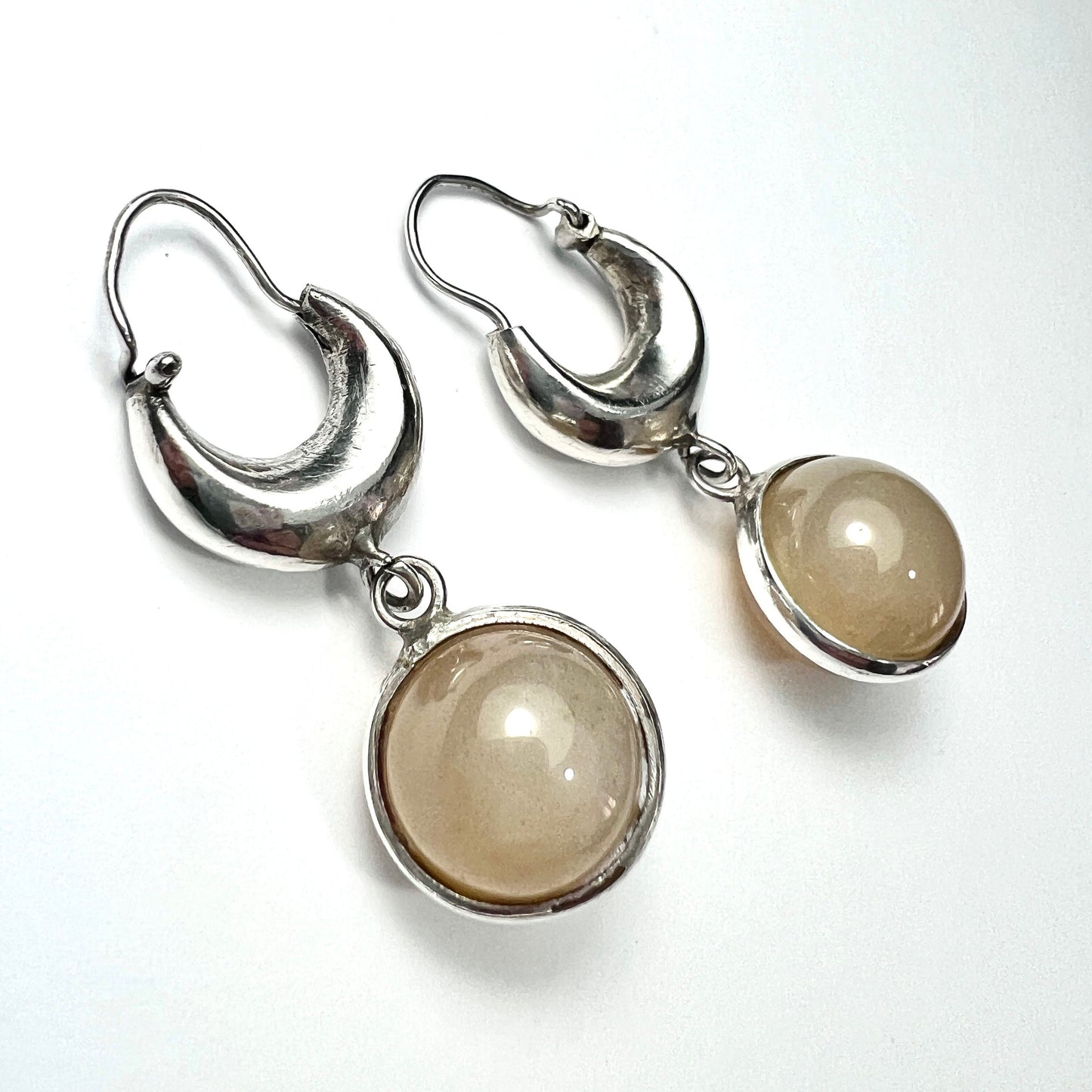 Antique Sterling Silver Quartz Sphere Earrings