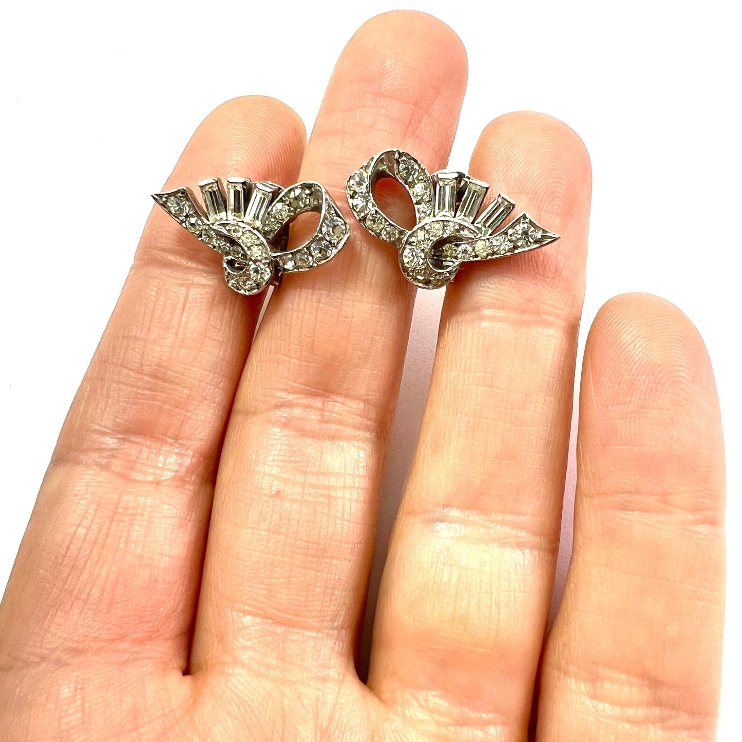 Art Deco Silver Ear Clips by Ciro