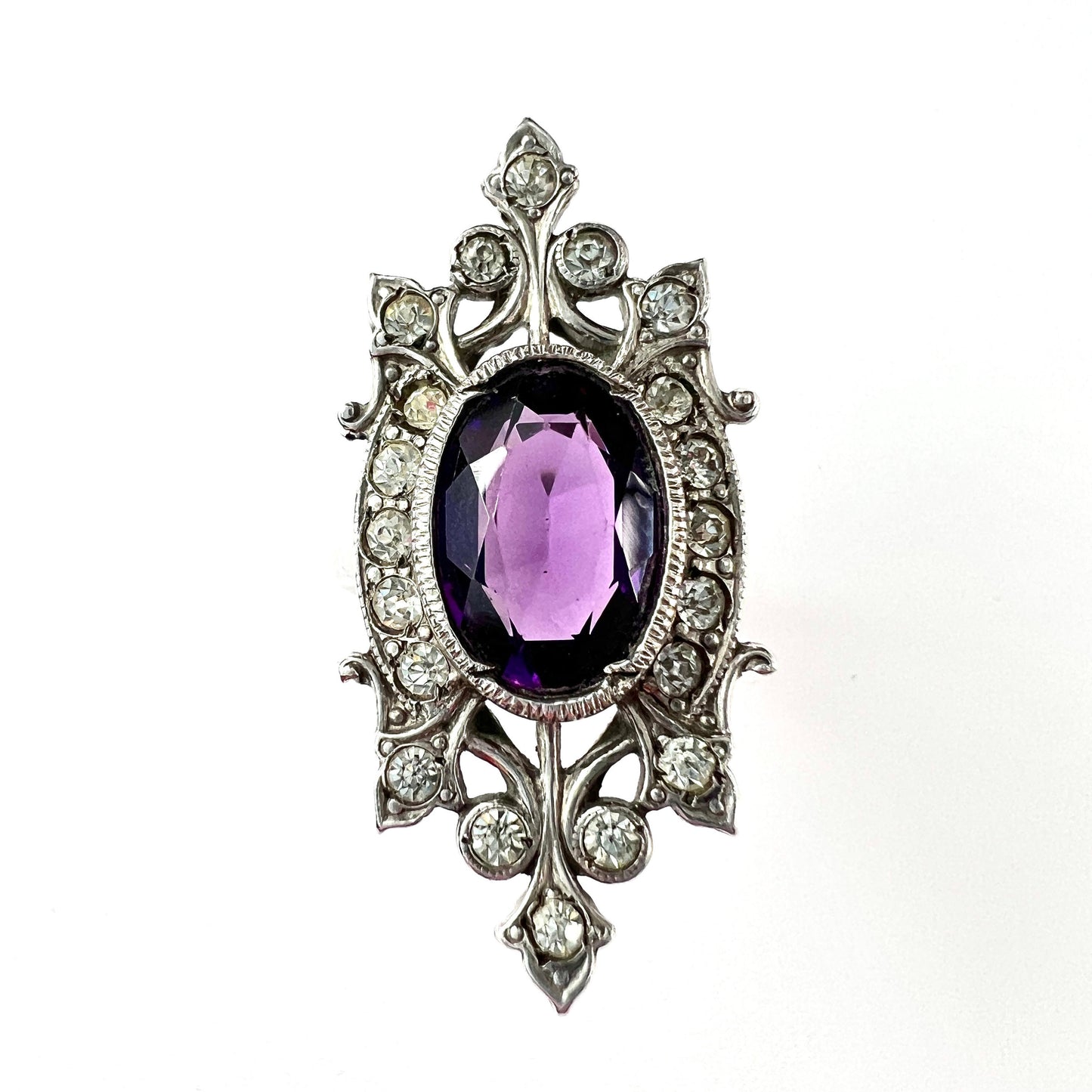 Victorian Silver Amethyst Paste Cocktail Ring