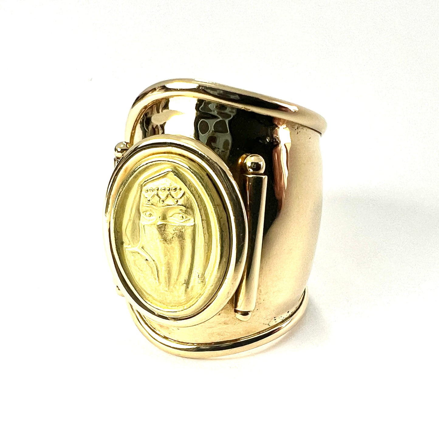 Large Vintage 18CT Gold Veiled Lady Wraparound Ring
