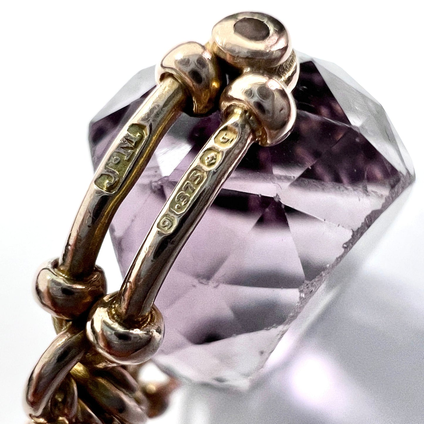 Large Edwardian Amethyst 9CT Gold Spinning Fob