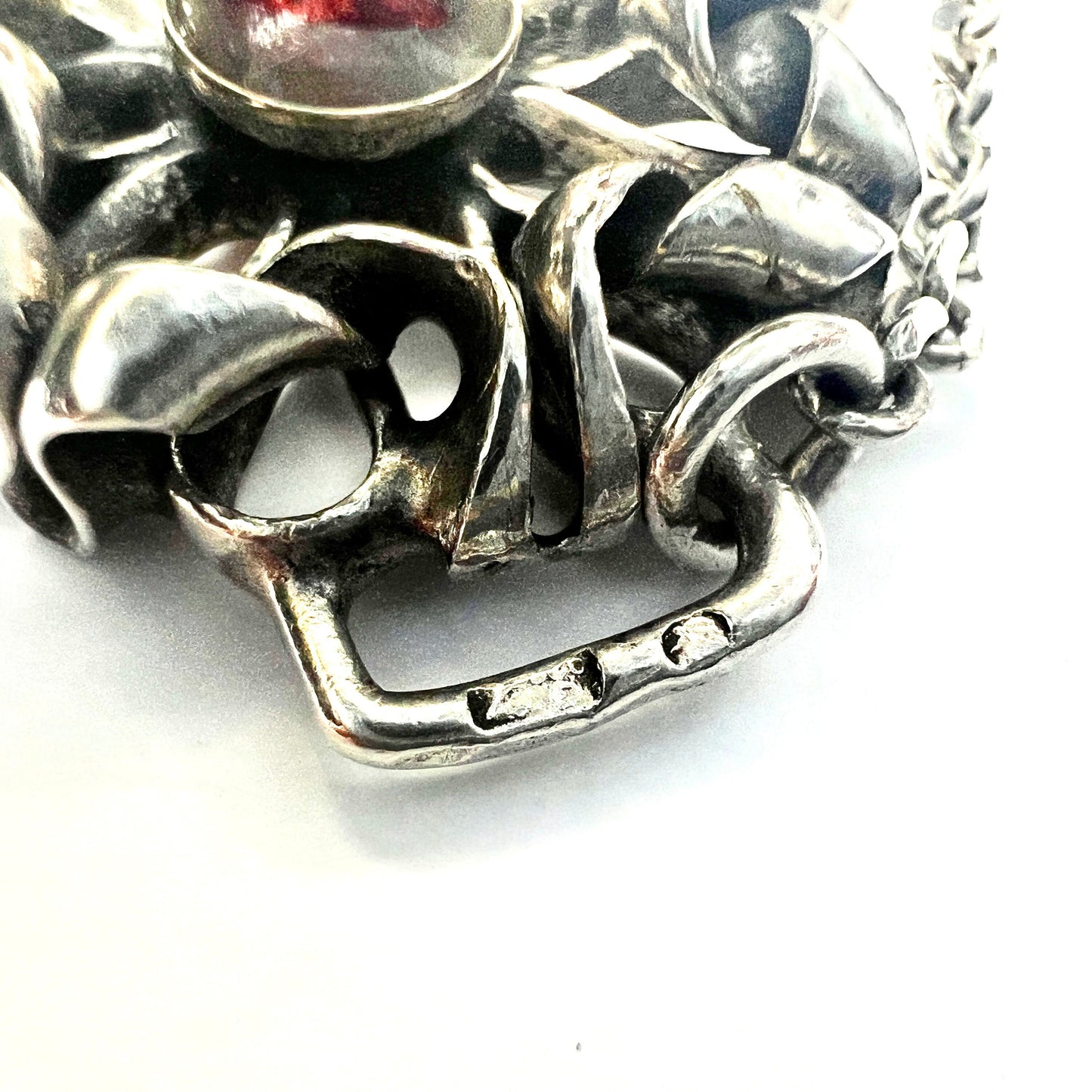 Vintage Modernist Silver Amber Bracelet