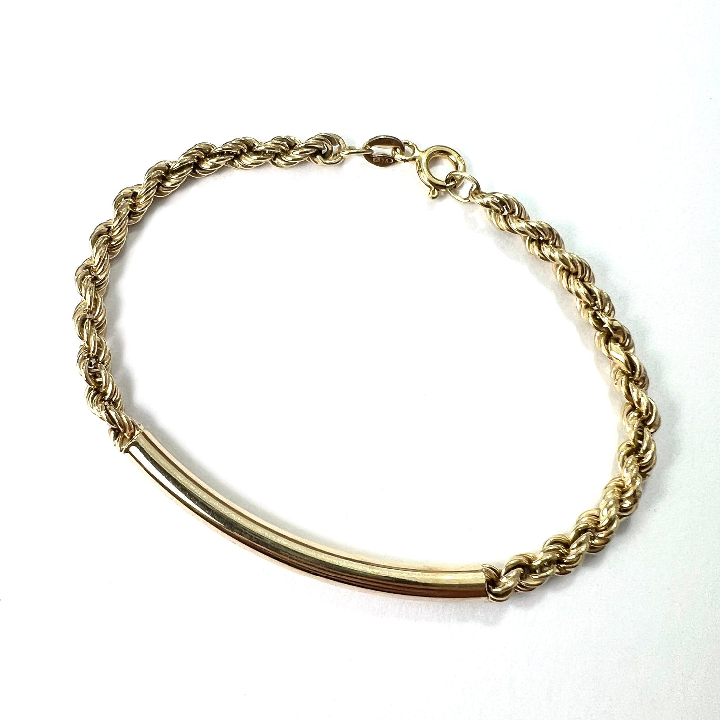 Vintage 9CT Gold Rope Twist Bracelet with Bar