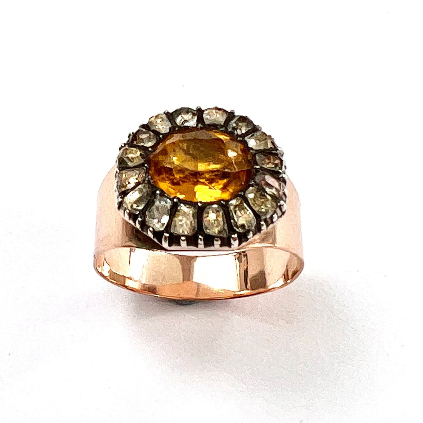 Georgian 9CT Rose Gold Citrine Paste Ring