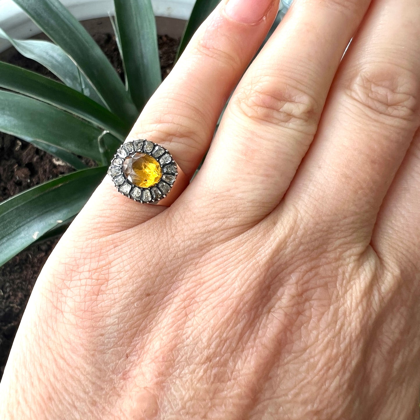 Georgian 9CT Rose Gold Citrine Paste Ring