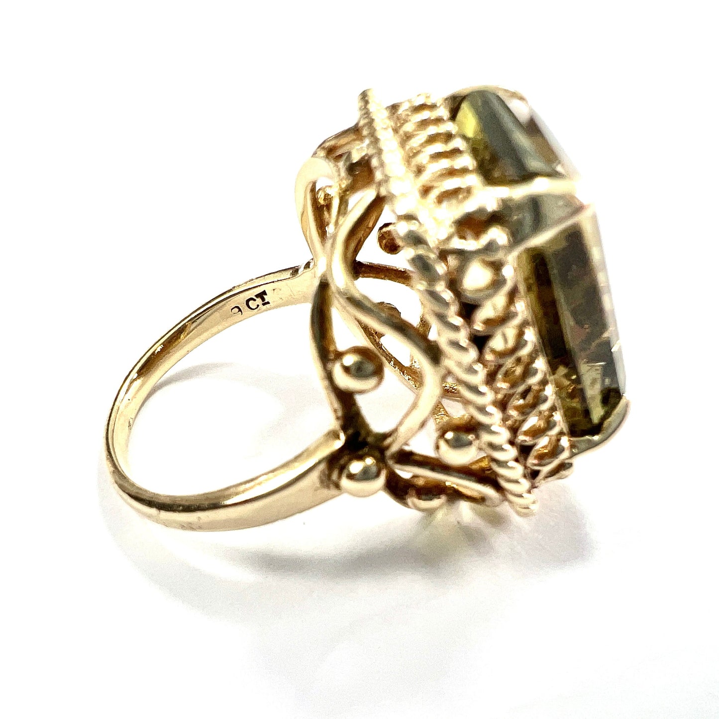 Large Vintage 9CT Gold Citrine Cocktail Ring