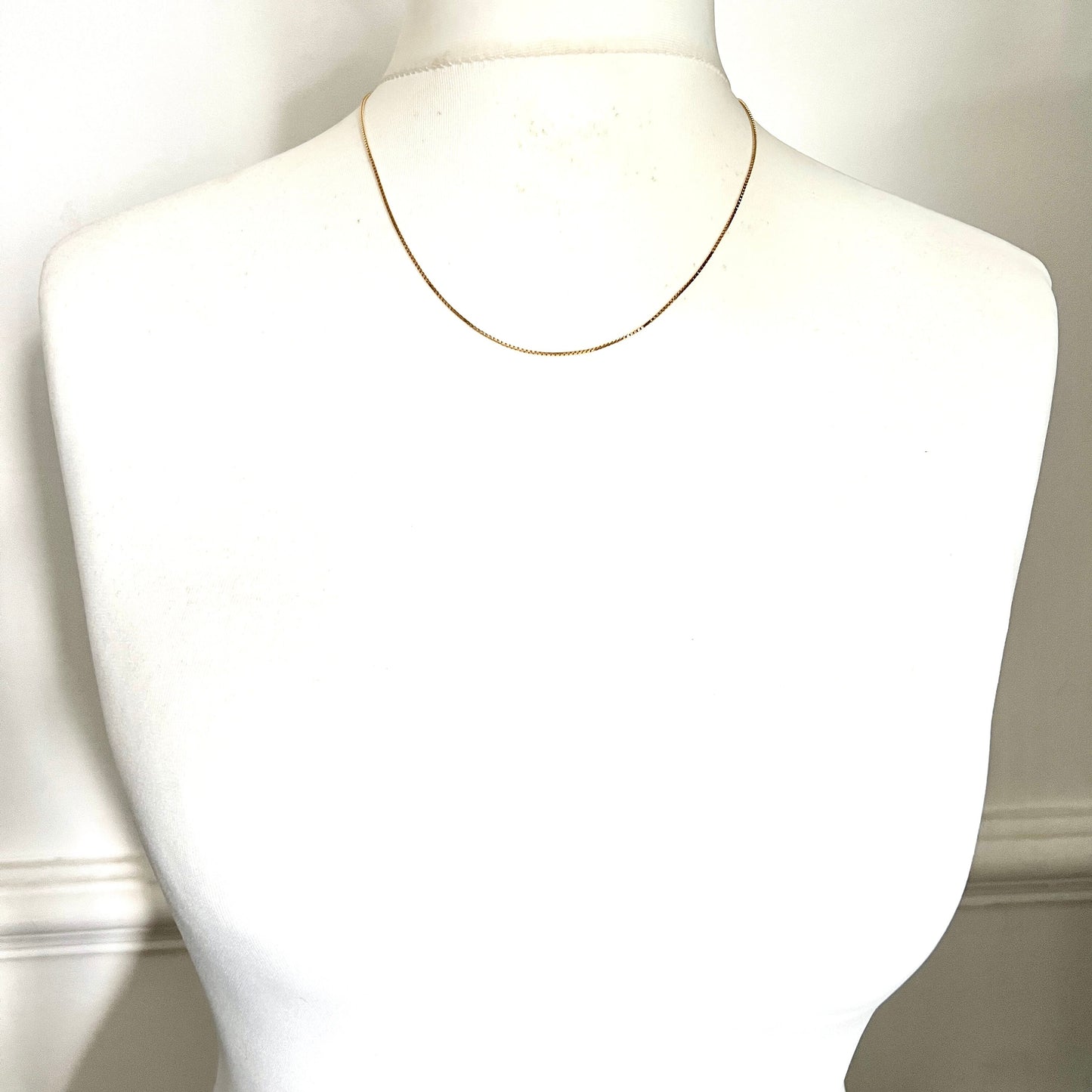 Vintage 18CT Gold Mirror Box Chain Necklace