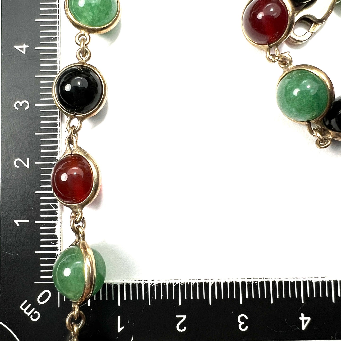 Vintage Hardstone Sphere Silver Gilt Necklace