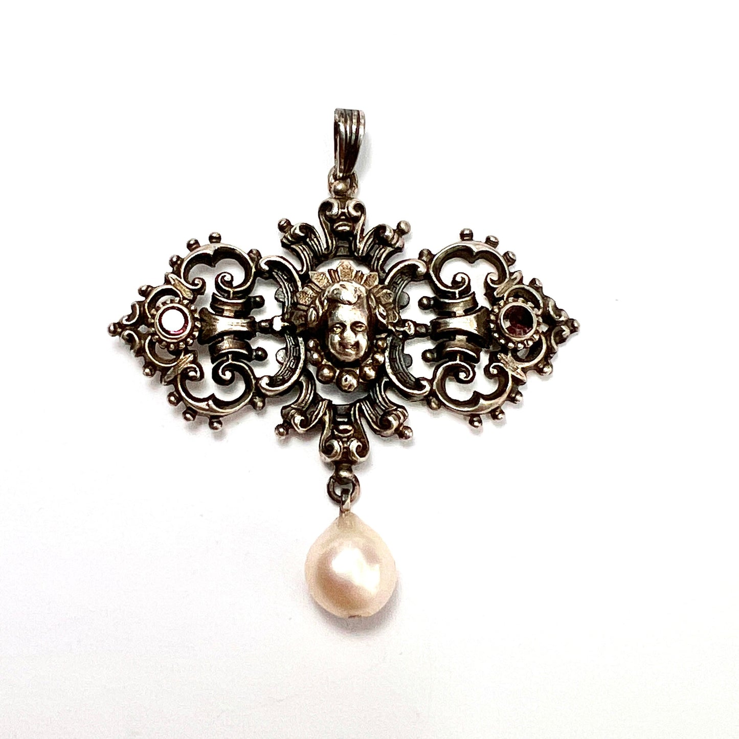 19th Century Silver Baroque Pearl Pendant