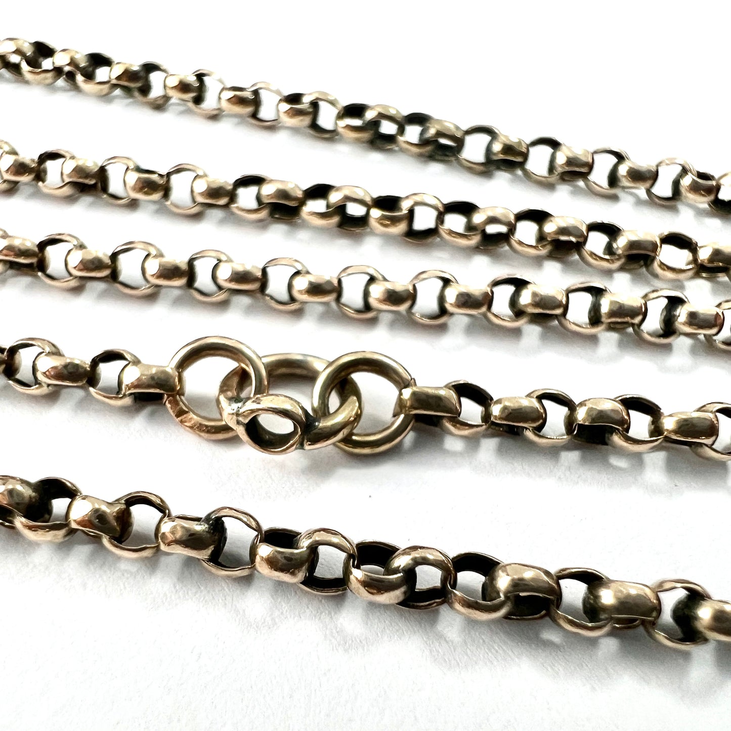 Very Long Victorian 9CT Gold Belcher/Rolo Endless Chain Necklace