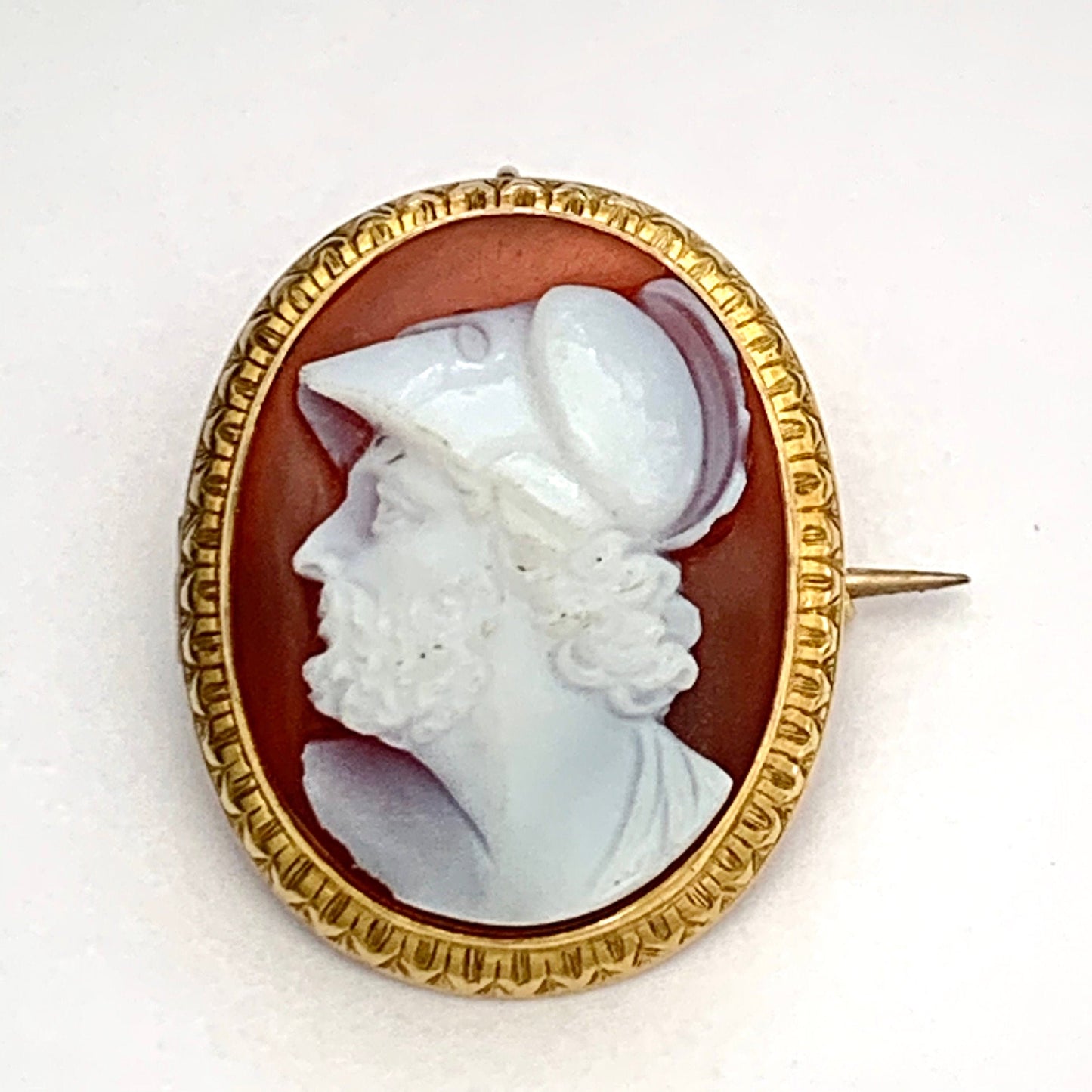 Victorian 9CT Gold Ajax Warrior Cameo Brooch