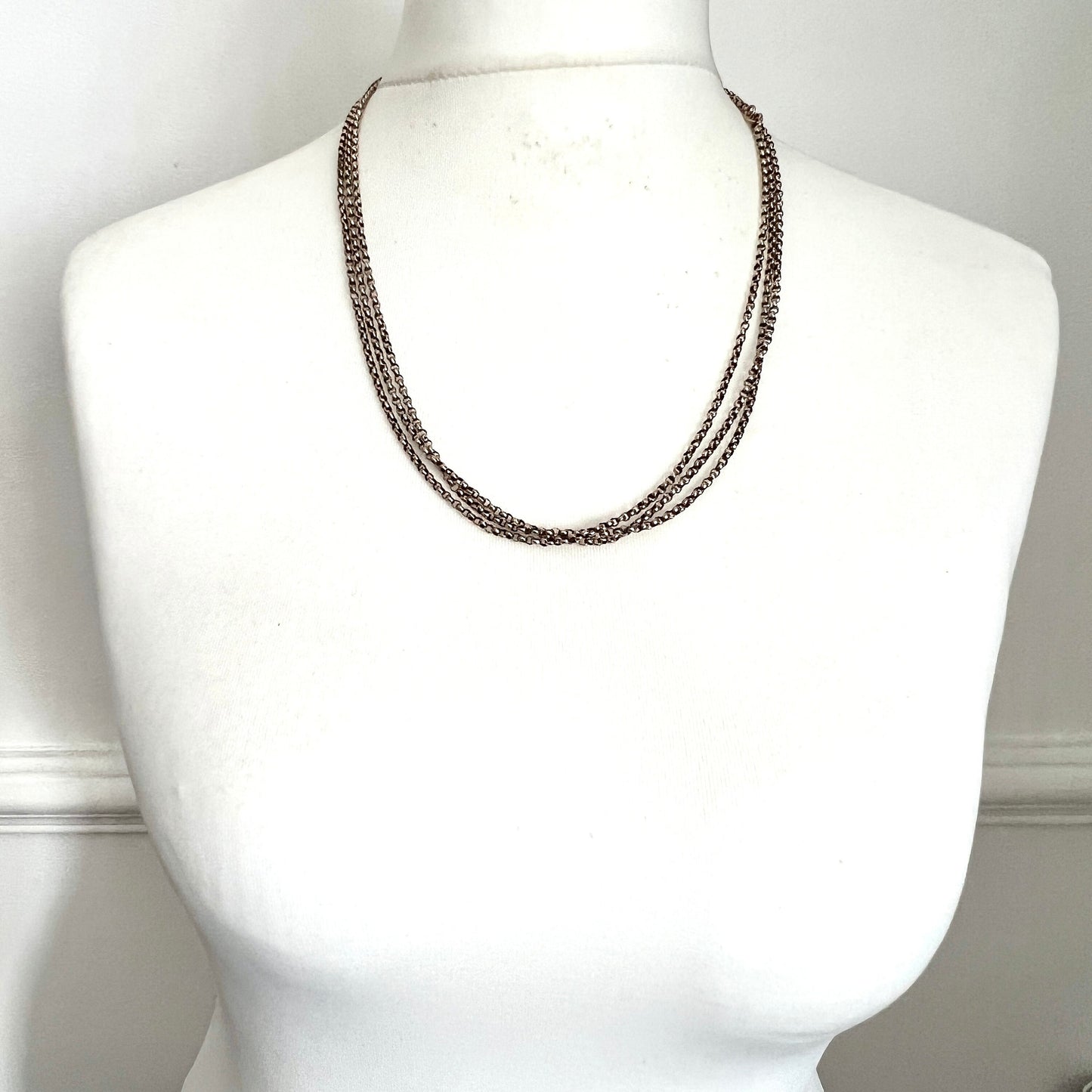 Very Long Victorian 9CT Gold Belcher/Rolo Endless Chain Necklace