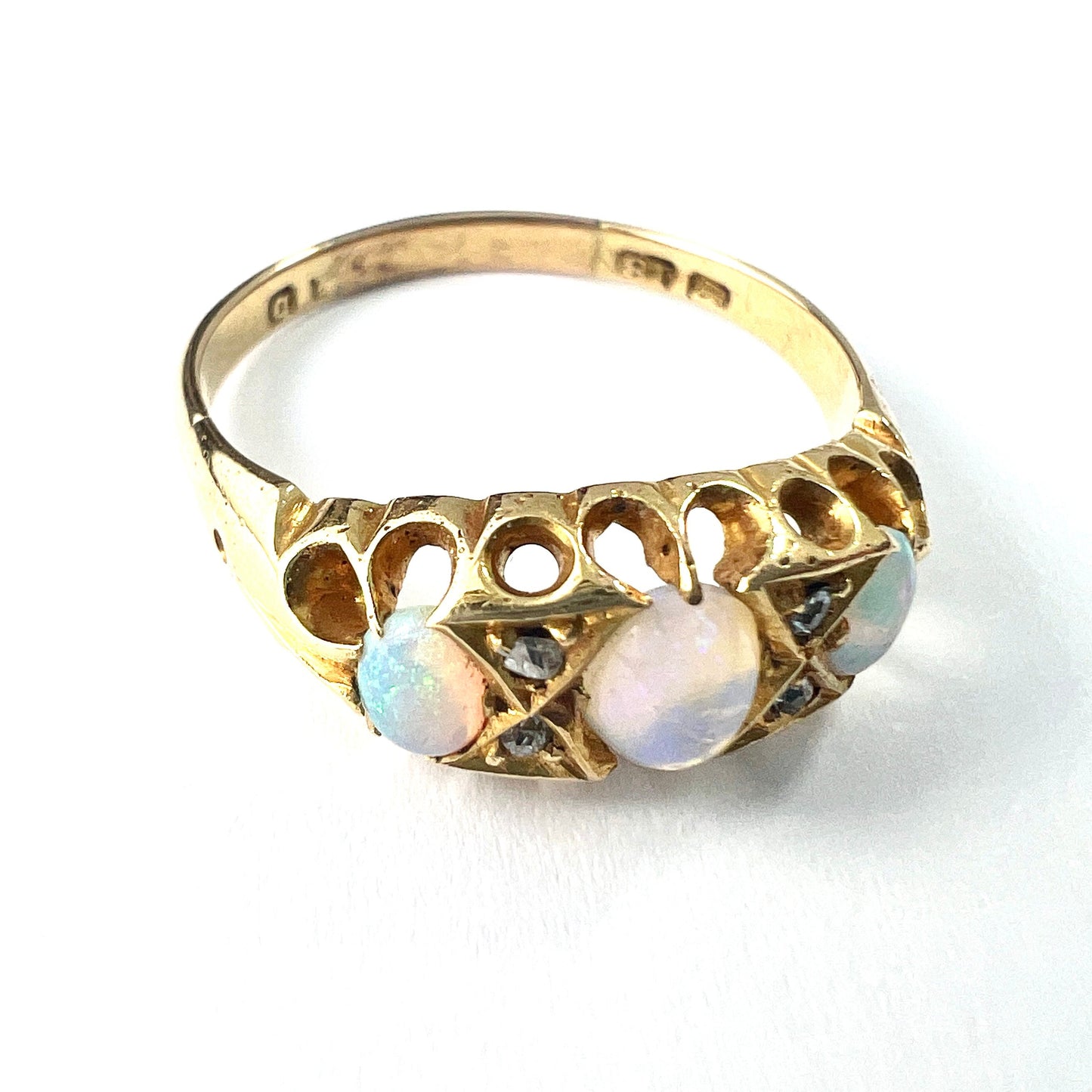 Victorian 18CT Gold Opal and Diamond Ring