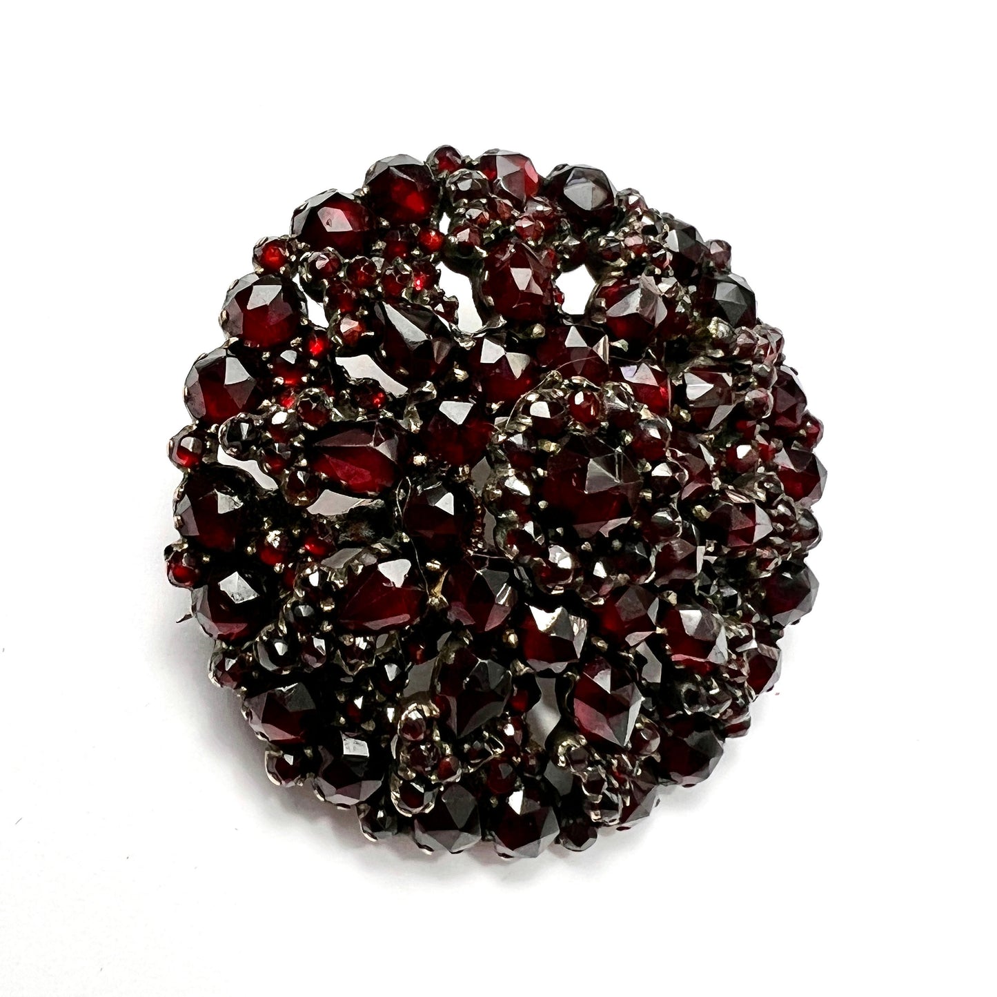 Large Victorian Rose-Cut Garnet Brooch