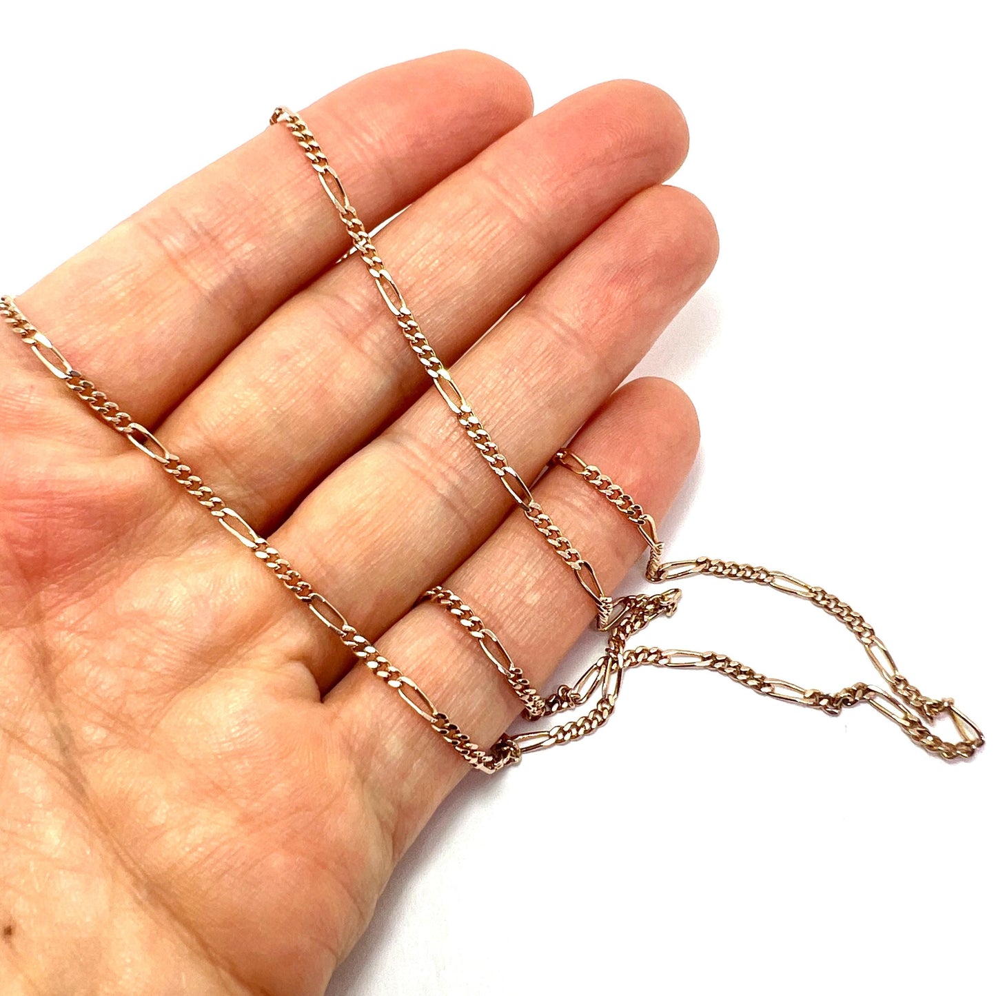 Vintage 9CT Rosy Gold Figaro Chain Necklace