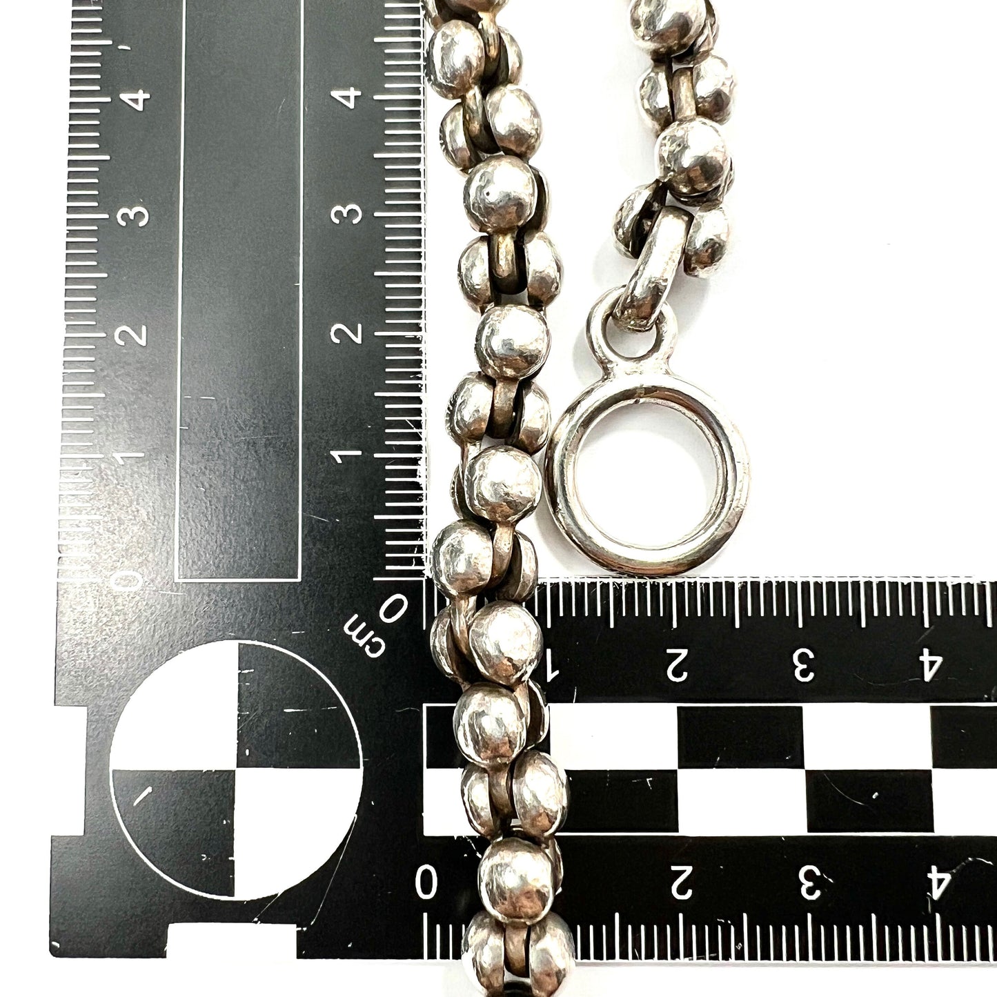 Long Heavy Vintage Sterling Silver Rope Chain Necklace with Toggle Clasp