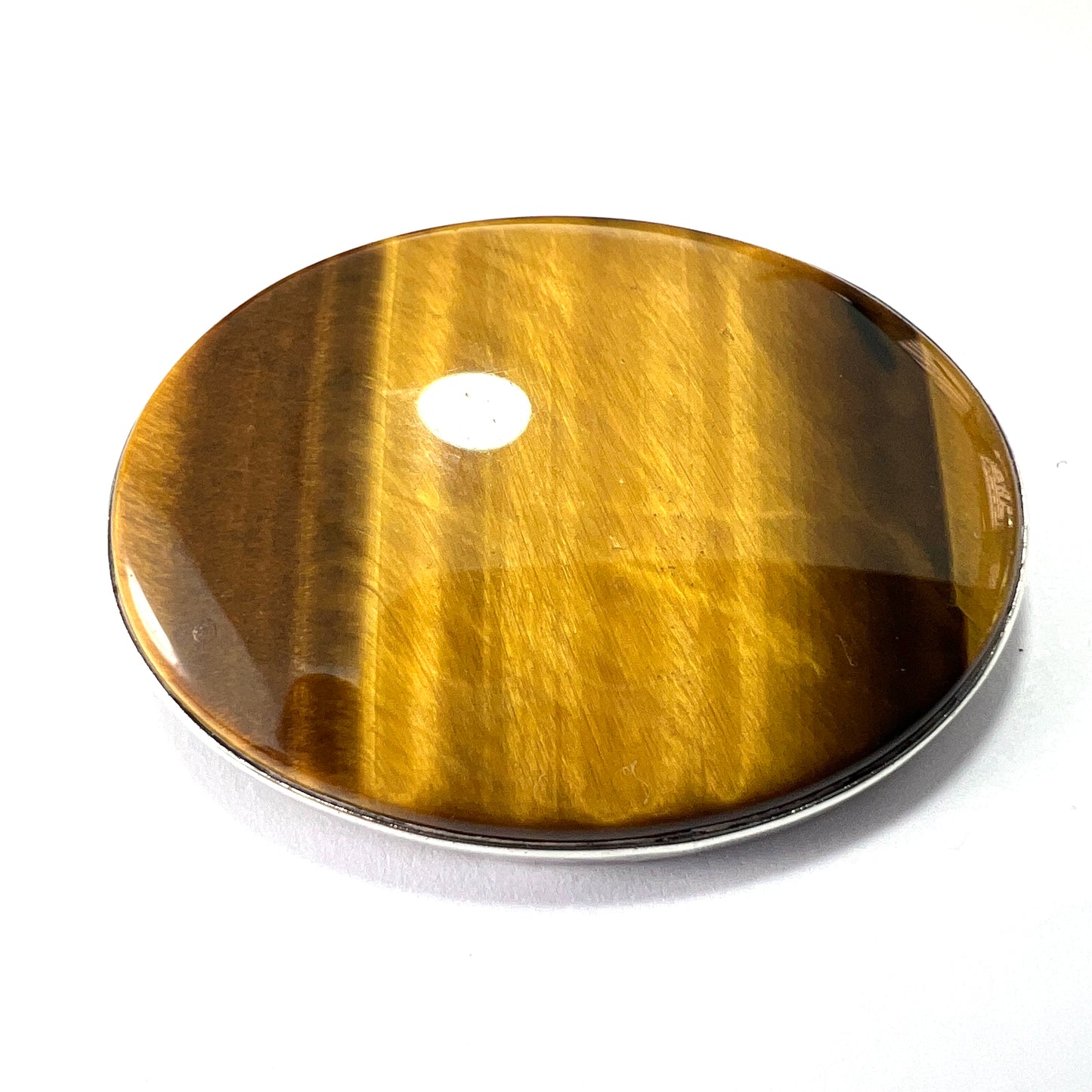 Vintage Silver Tiger's Eye Oval Pendant/Brooch