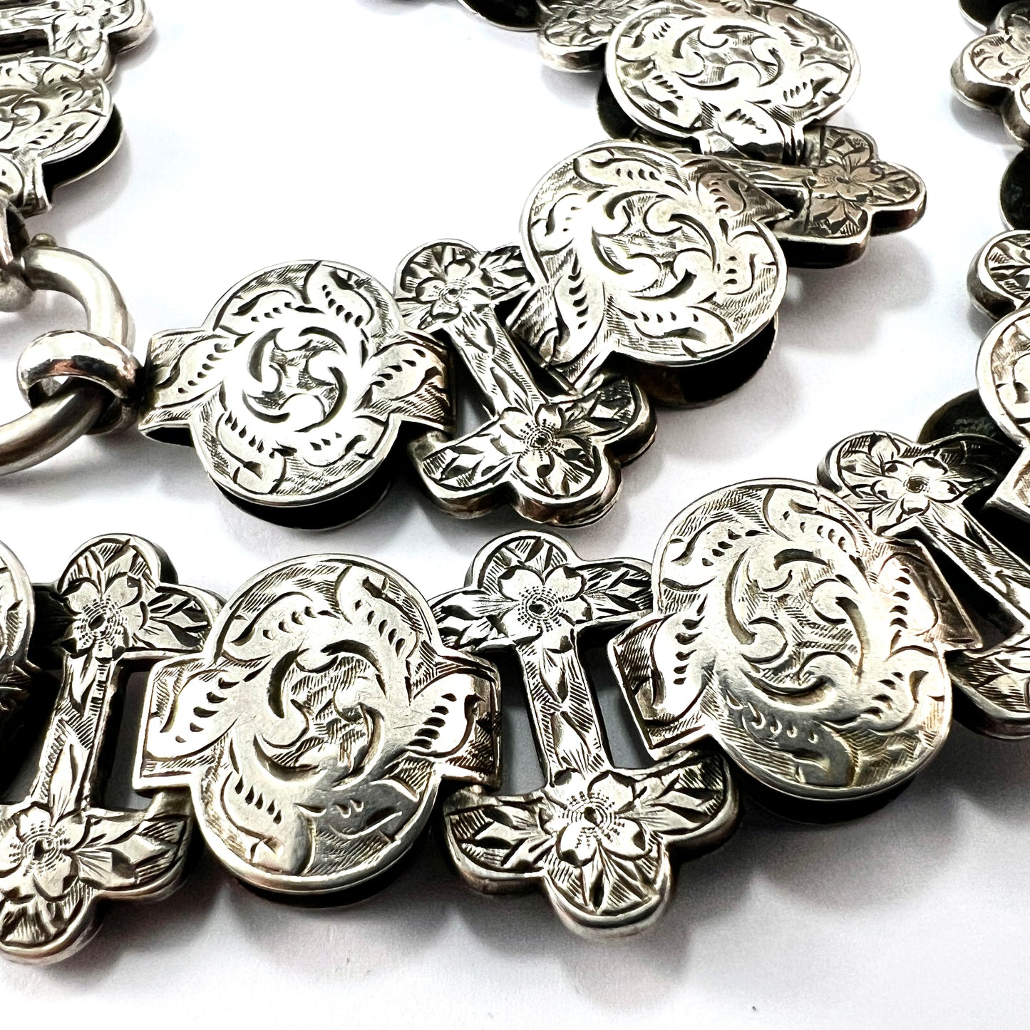 Victorian Silver Book Chain Collar Necklace