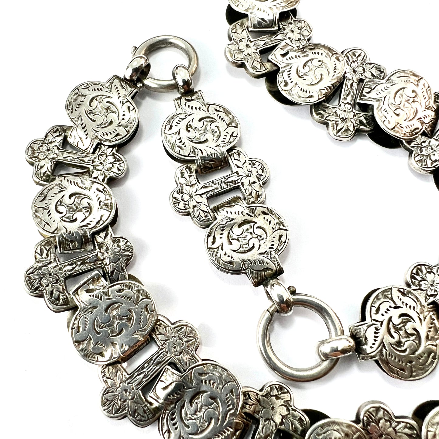 Victorian Silver Book Chain Collar Necklace