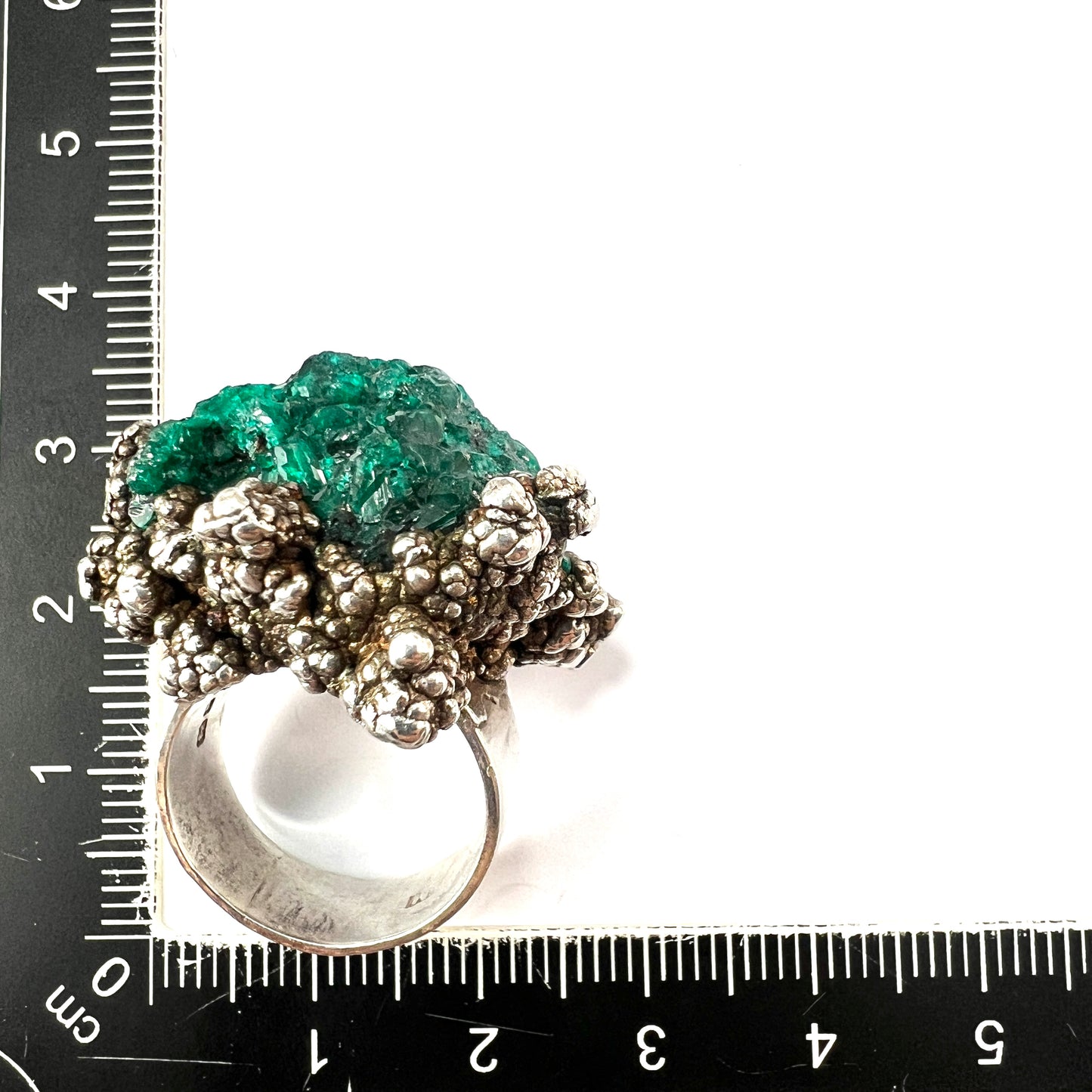 Huge 1973 Vintage Druzy Crystal Silver Brutalist Ring