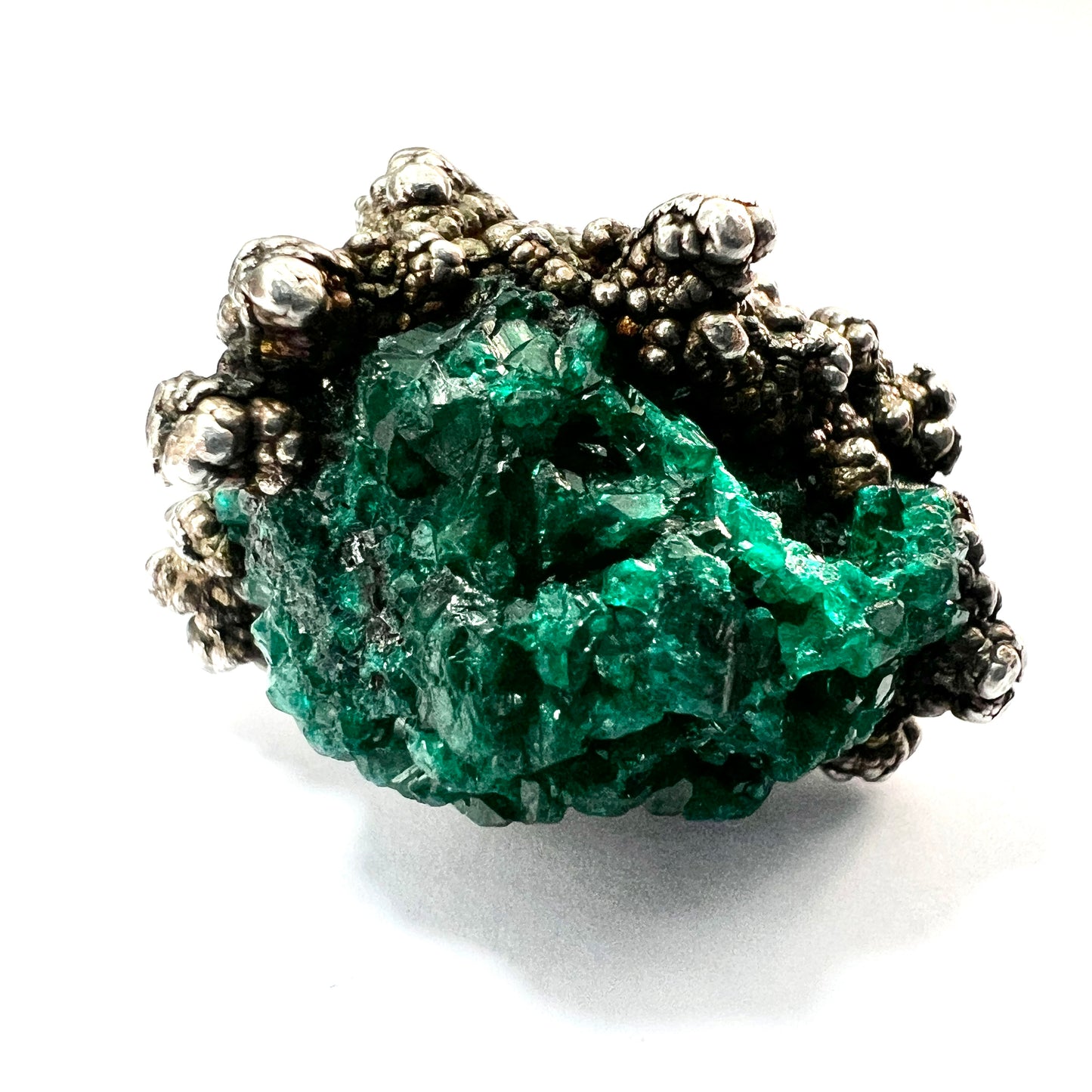 Huge 1973 Vintage Druzy Crystal Silver Brutalist Ring