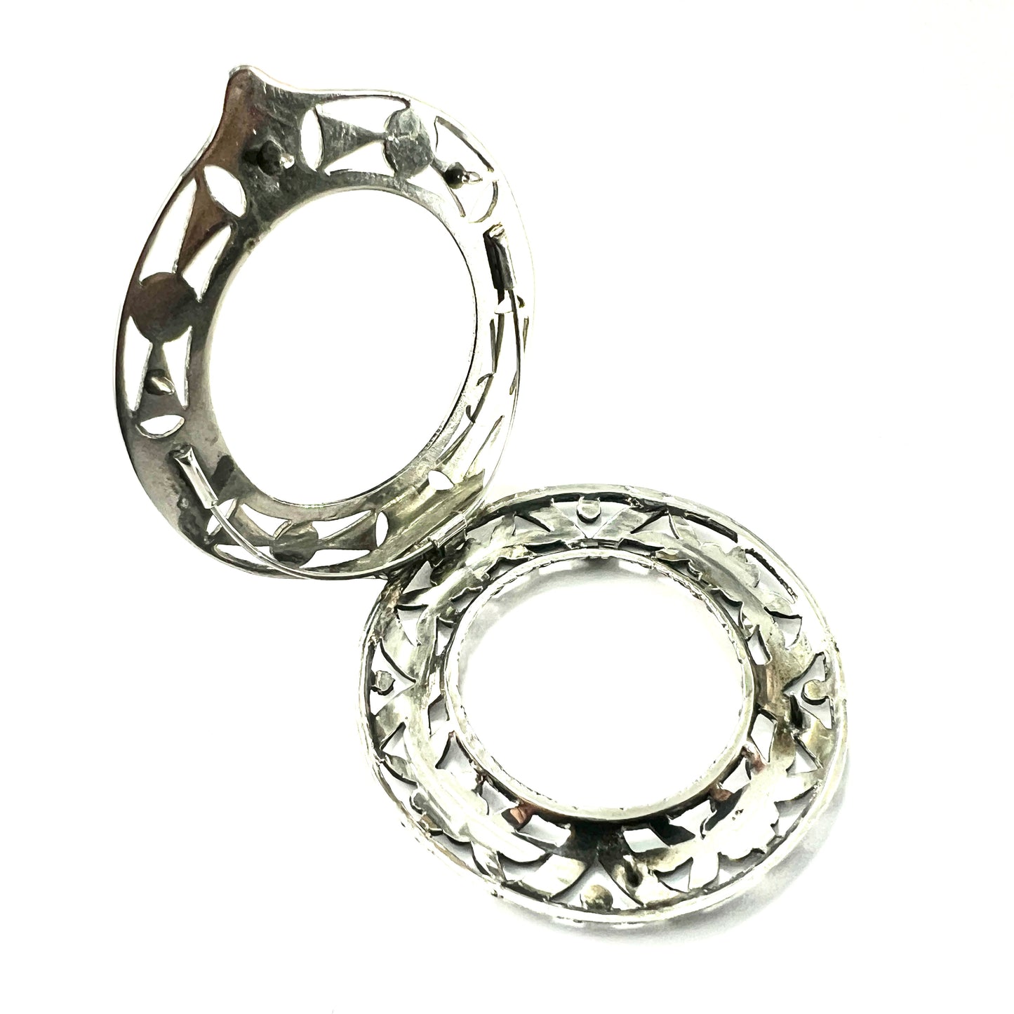 Large Art Deco Silver Circle Marcasite Dress Clip