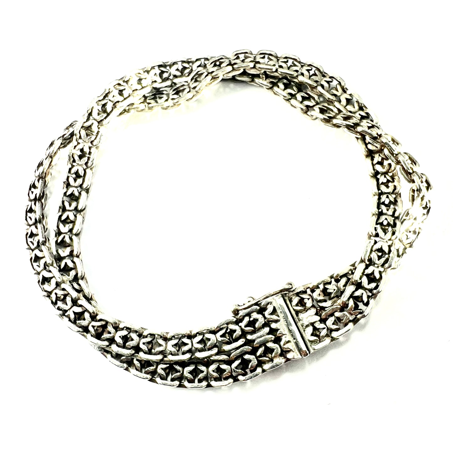Vintage Sterling Silver Double Chain Bracelet
