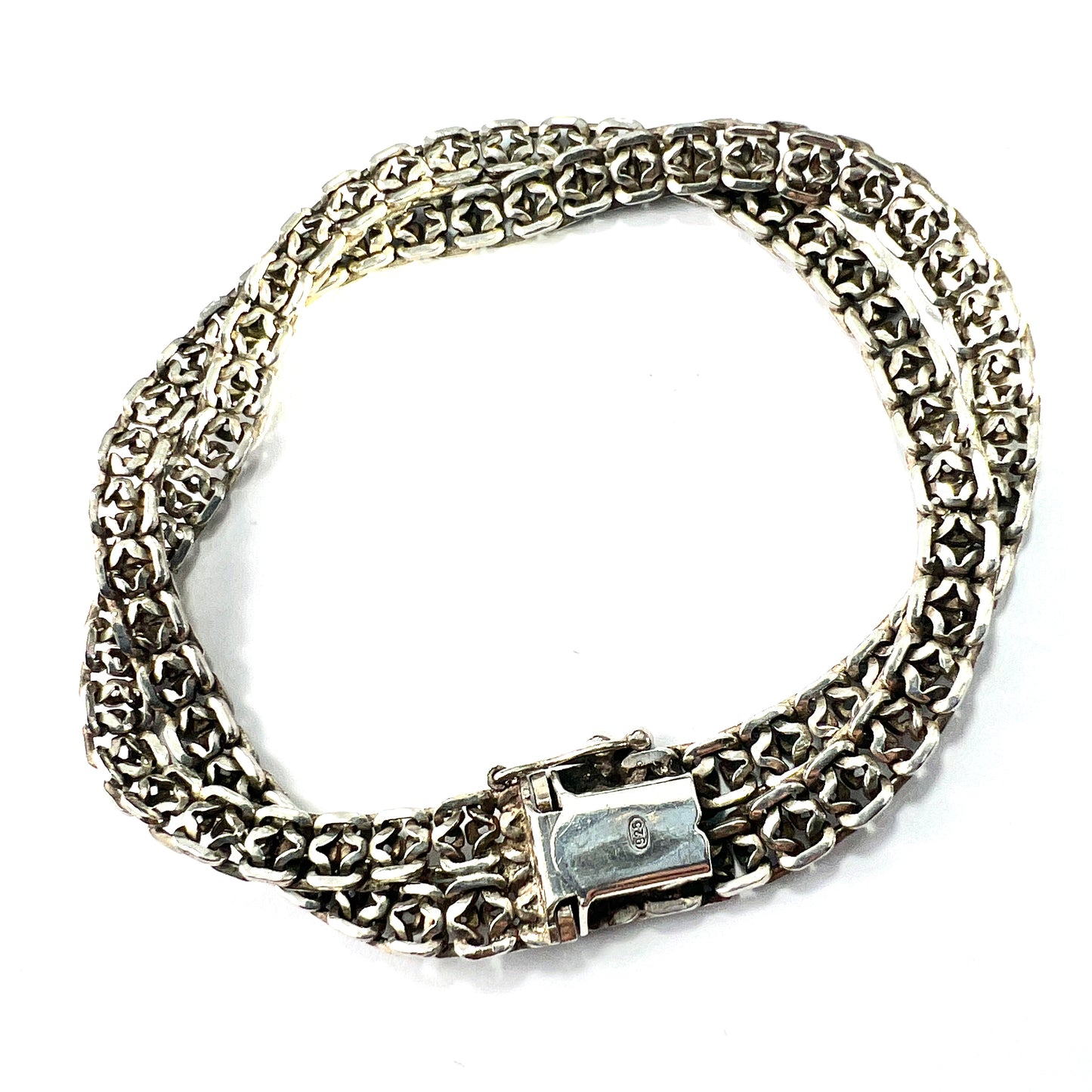 Vintage Sterling Silver Double Chain Bracelet