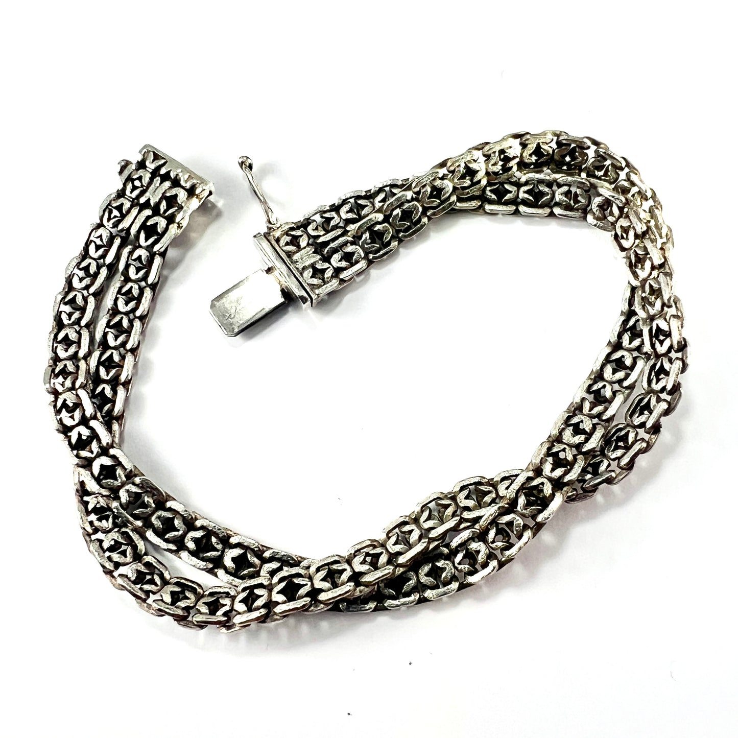 Vintage Sterling Silver Double Chain Bracelet