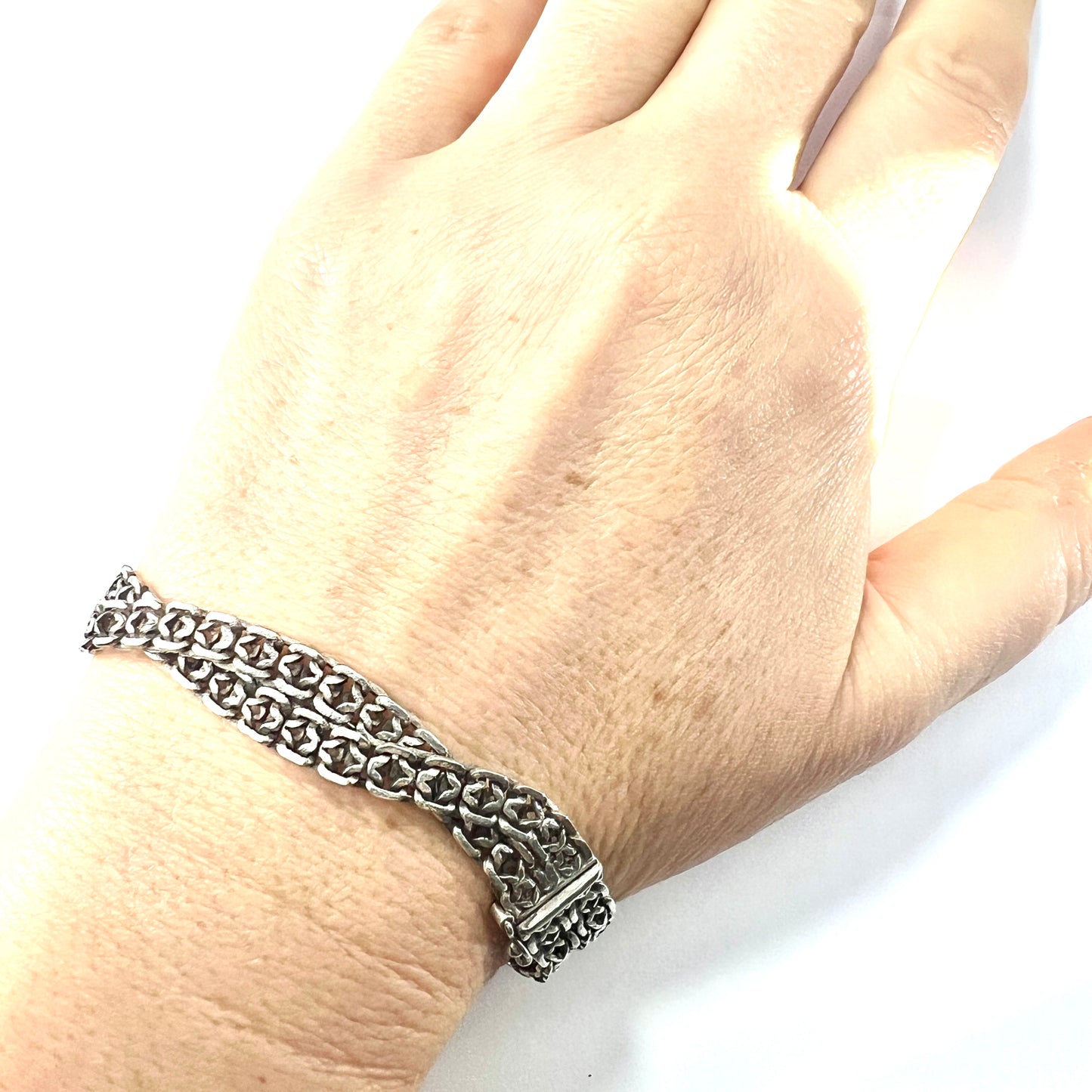Vintage Sterling Silver Double Chain Bracelet