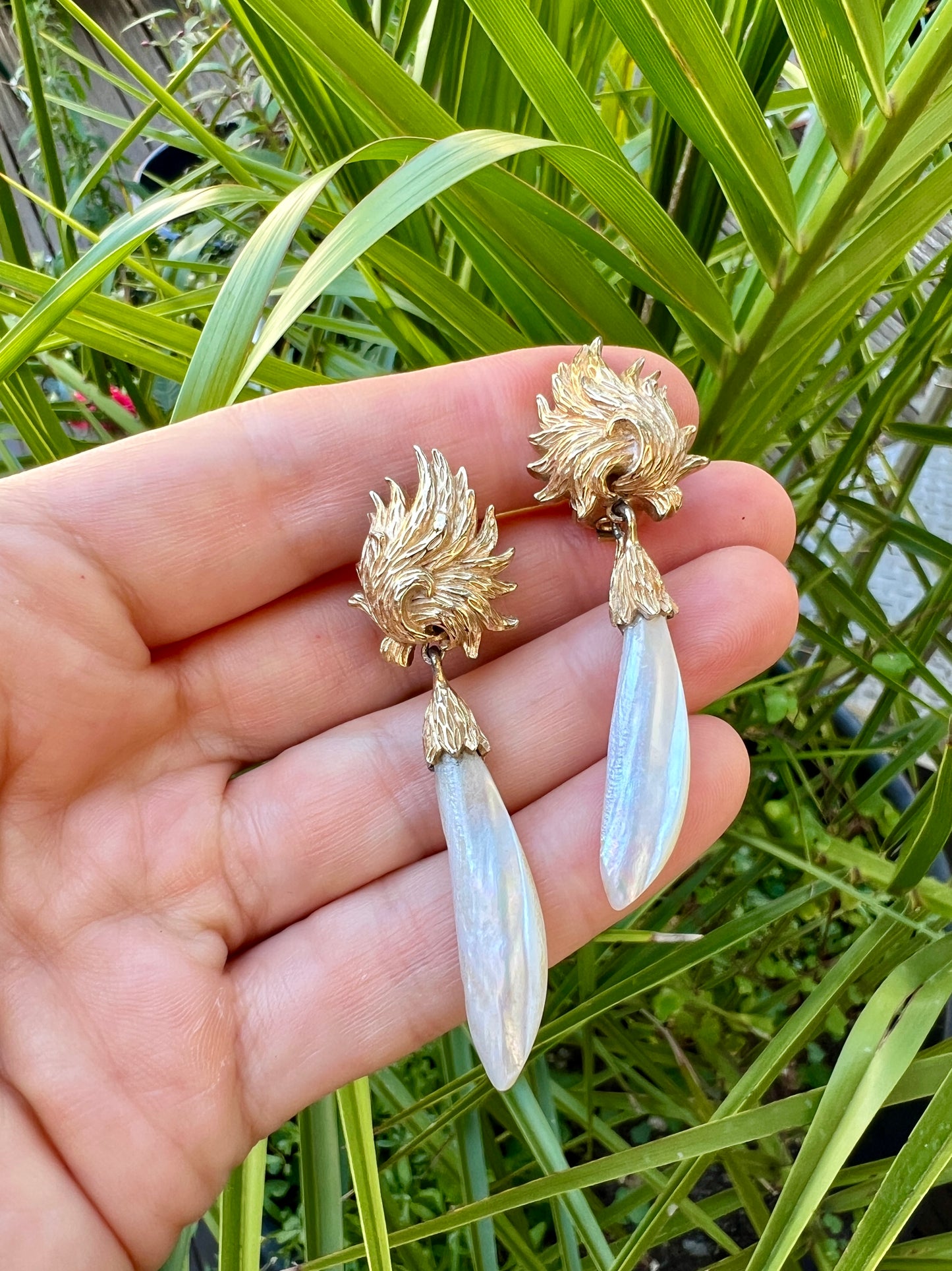 Vintage Marcel Boucher Mother of Pearl Ear Clips